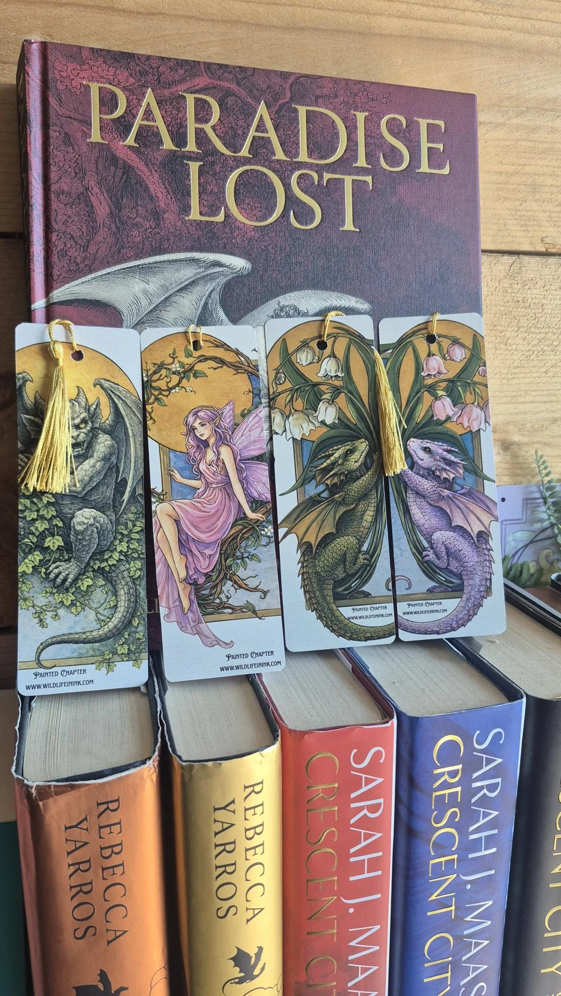 Fantasy Fairytale Bookmark Set of 4, Dragon Fairy Gargoyle Bookmarks, Gold Tassel, Fantasy Book Lover Gift