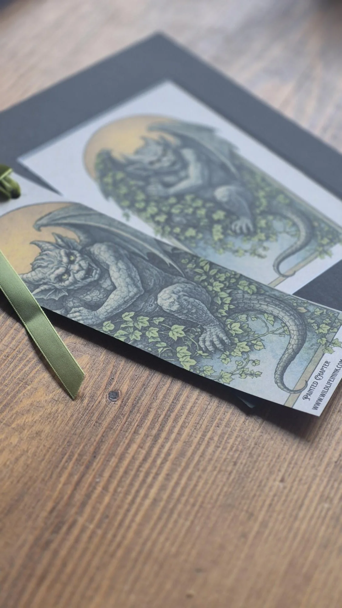 Fantasy GARGOYLE Art Print & Bookmark SET, Bartholomew Wall Art, Gothic Book Lover Gift, Mythical Creature Illustration