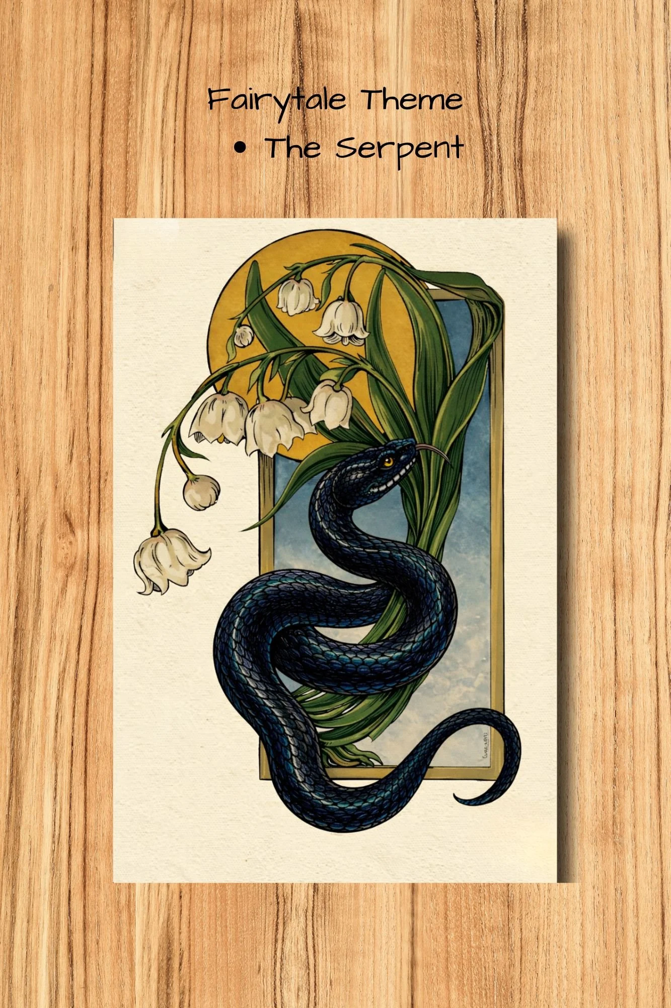 Full set of six fantasy ACEO cards arranged together showing owl, dragon, rabbit, fairy, gargoyle and serpent designs.