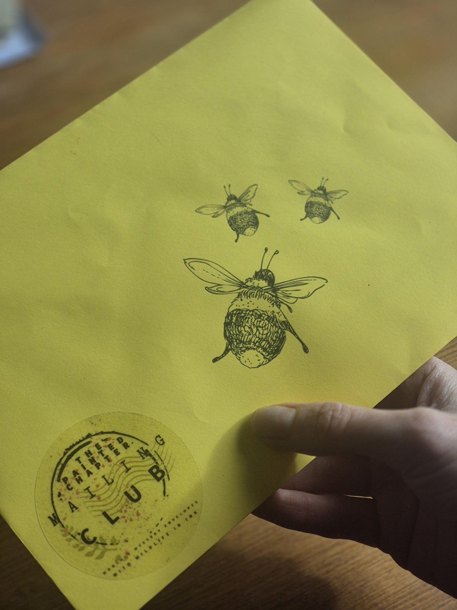 Art MAIL CLUB Gift Set – March Yellow Bumble Bee Edition | A5 Print, Stickers, Scrapbooking Supplies, Monthly Box | goodies envelope