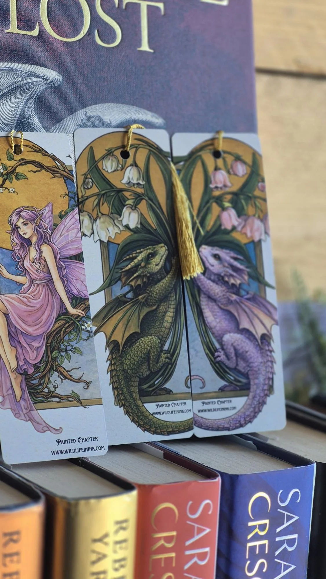 Fantasy Fairytale Bookmark Set of 4, Dragon Fairy Gargoyle Bookmarks, Gold Tassel, Fantasy Book Lover Gift