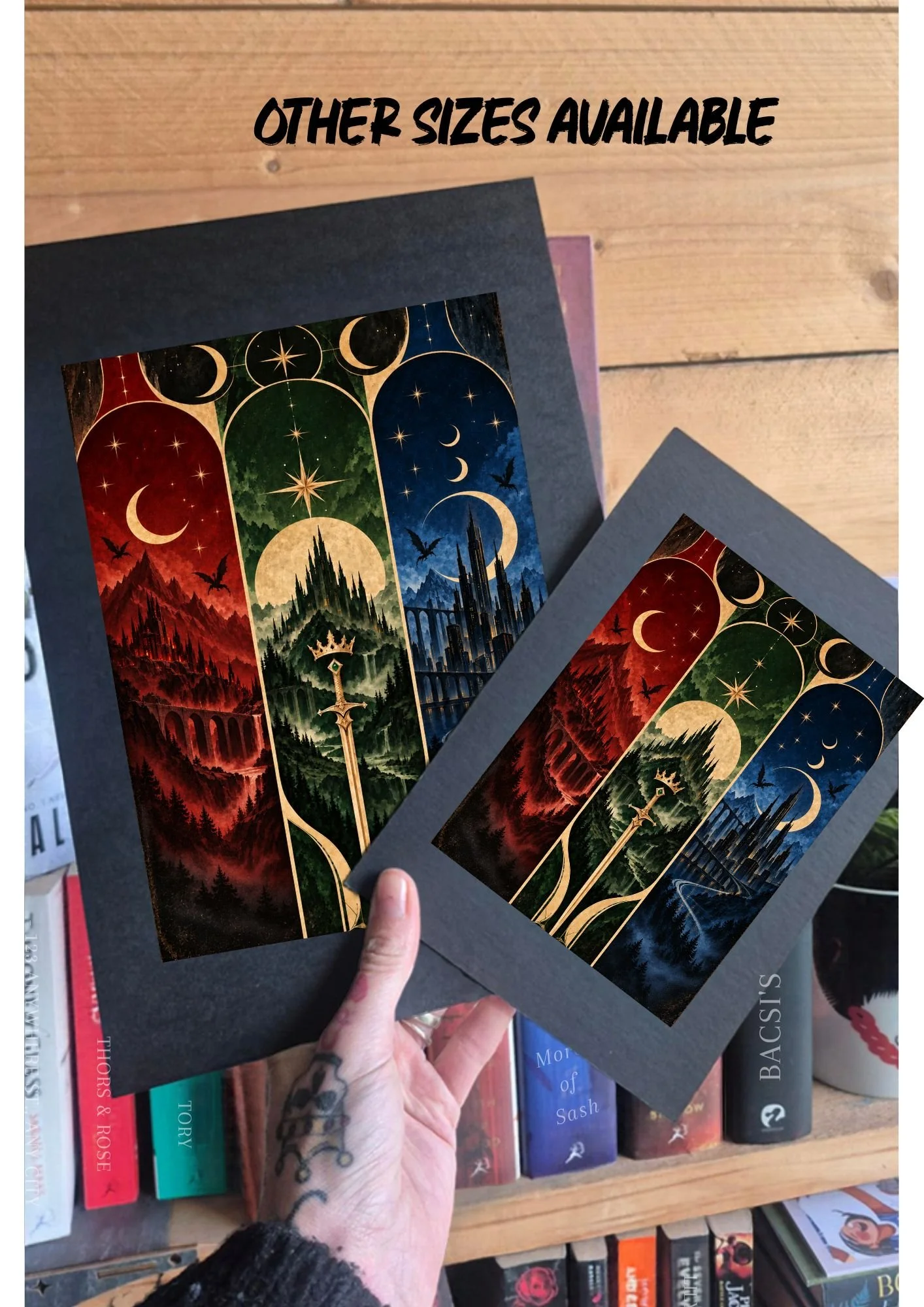 Romantasy Fantasy Art Print | ACOTAR & Throne of Glass Inspired | SJM Bookish Wall Decor | Stylish Bookshelf Decor