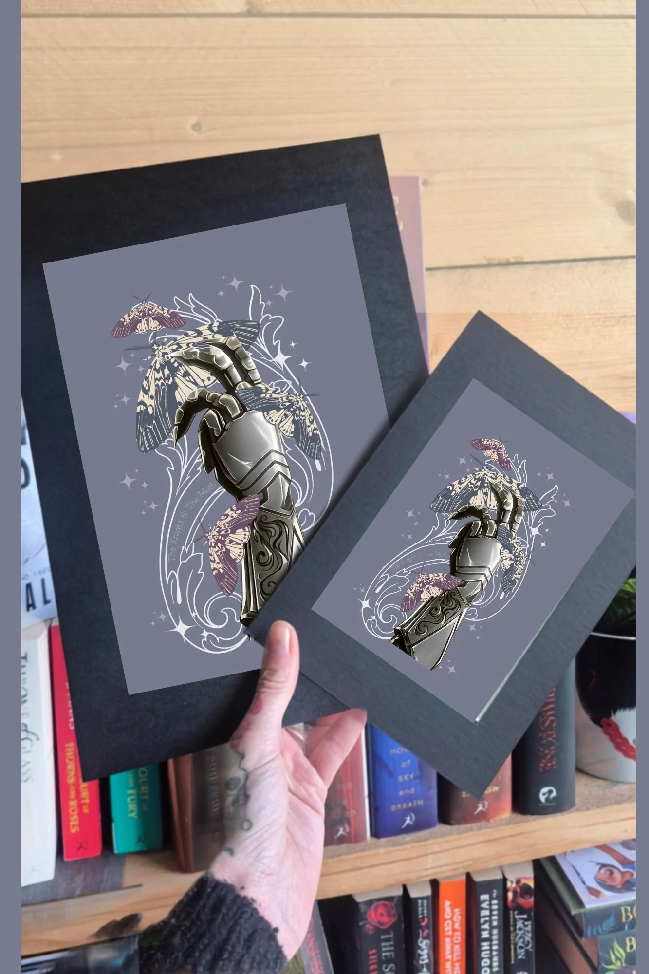 KNIGHT and The MOTH Fantasy Book Print | Dark Academia Wall Art | Booktok Decor | Romantasy Book Lover Gift | Celestial Moth Print