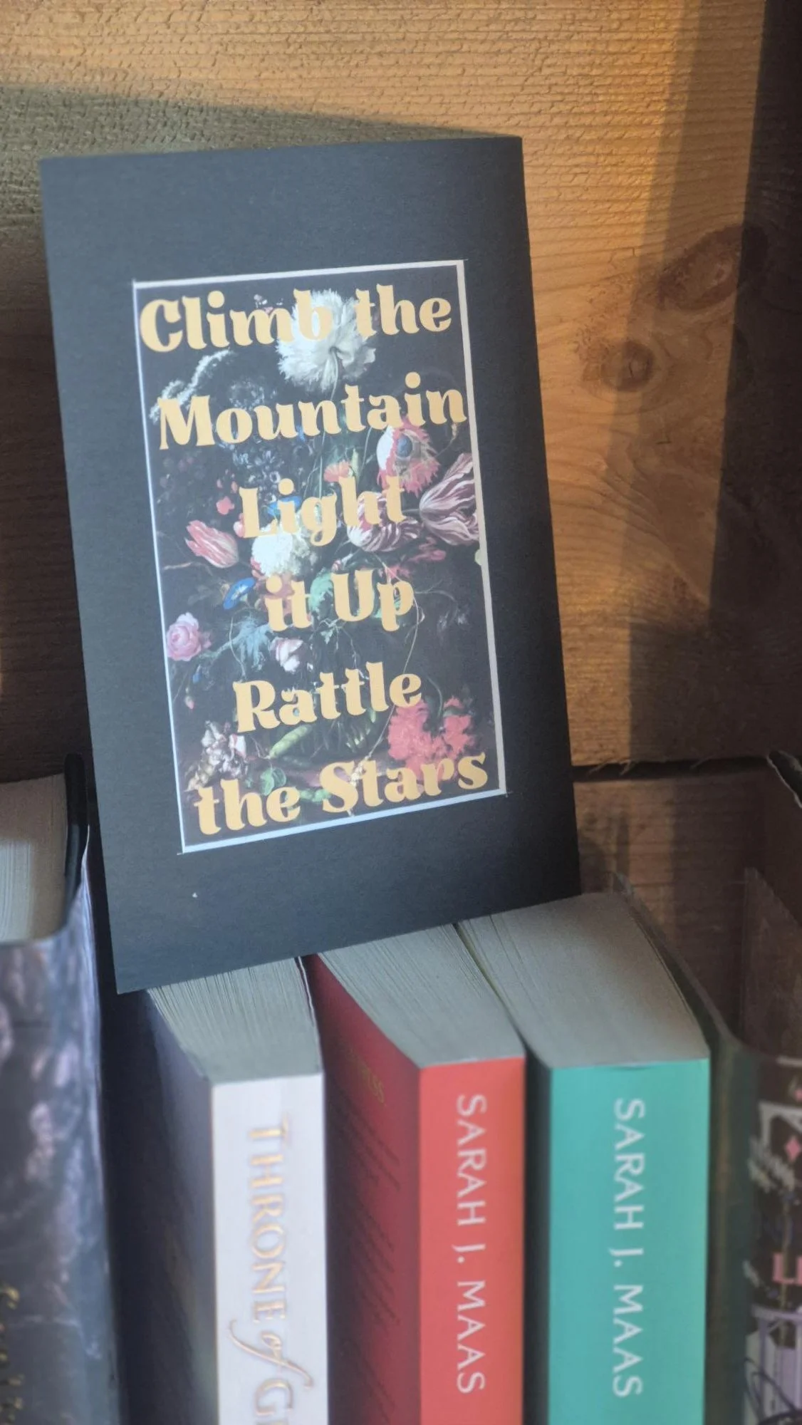 Climb the Mountain Light it Up Rattle the Stars, Fantasy Book Quote Print – Book Lover Gift – Dark Floral Art Print – Bookshelf Decor