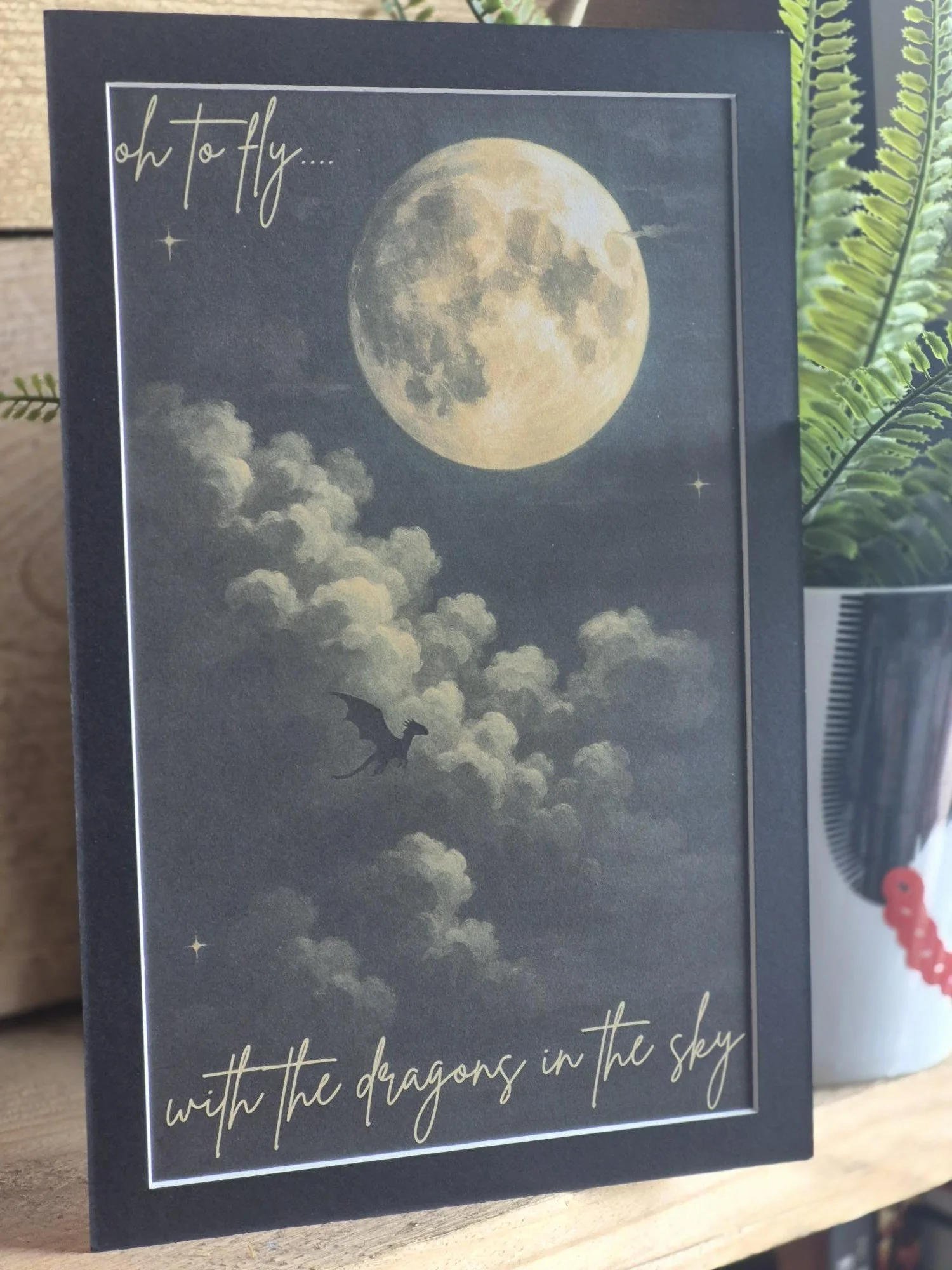 DRAGON theme Art, Fantasy book Inspired Art Print, book merch decor, bookshelf accessories, home library wall art, stars & moon celestial