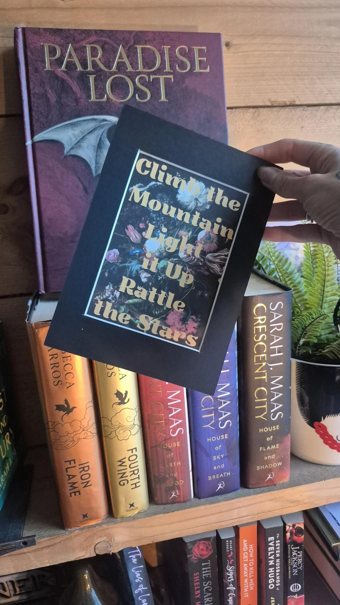 Climb the Mountain Light it Up Rattle the Stars, Fantasy Book Quote Print – Book Lover Gift – Dark Floral Art Print – Bookshelf Decor