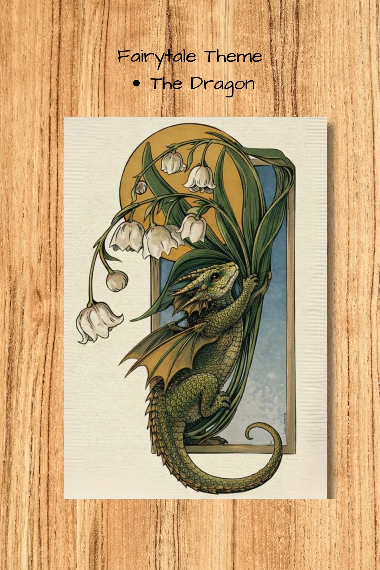 Full set of six fantasy ACEO cards arranged together showing owl, dragon, rabbit, fairy, gargoyle and serpent designs.