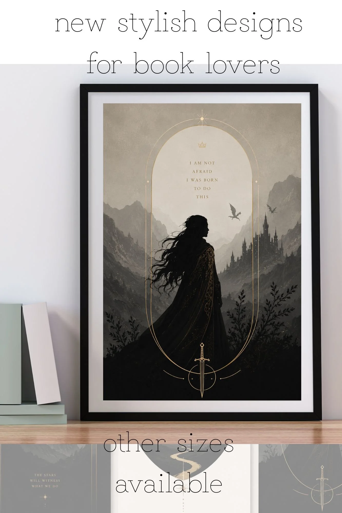 Fantasy Romance Art Print Set of 3 | Dark Academia Wall Art | Romantasy Inspired Gallery Prints | Celestial Castle Decor | Ready to Frame