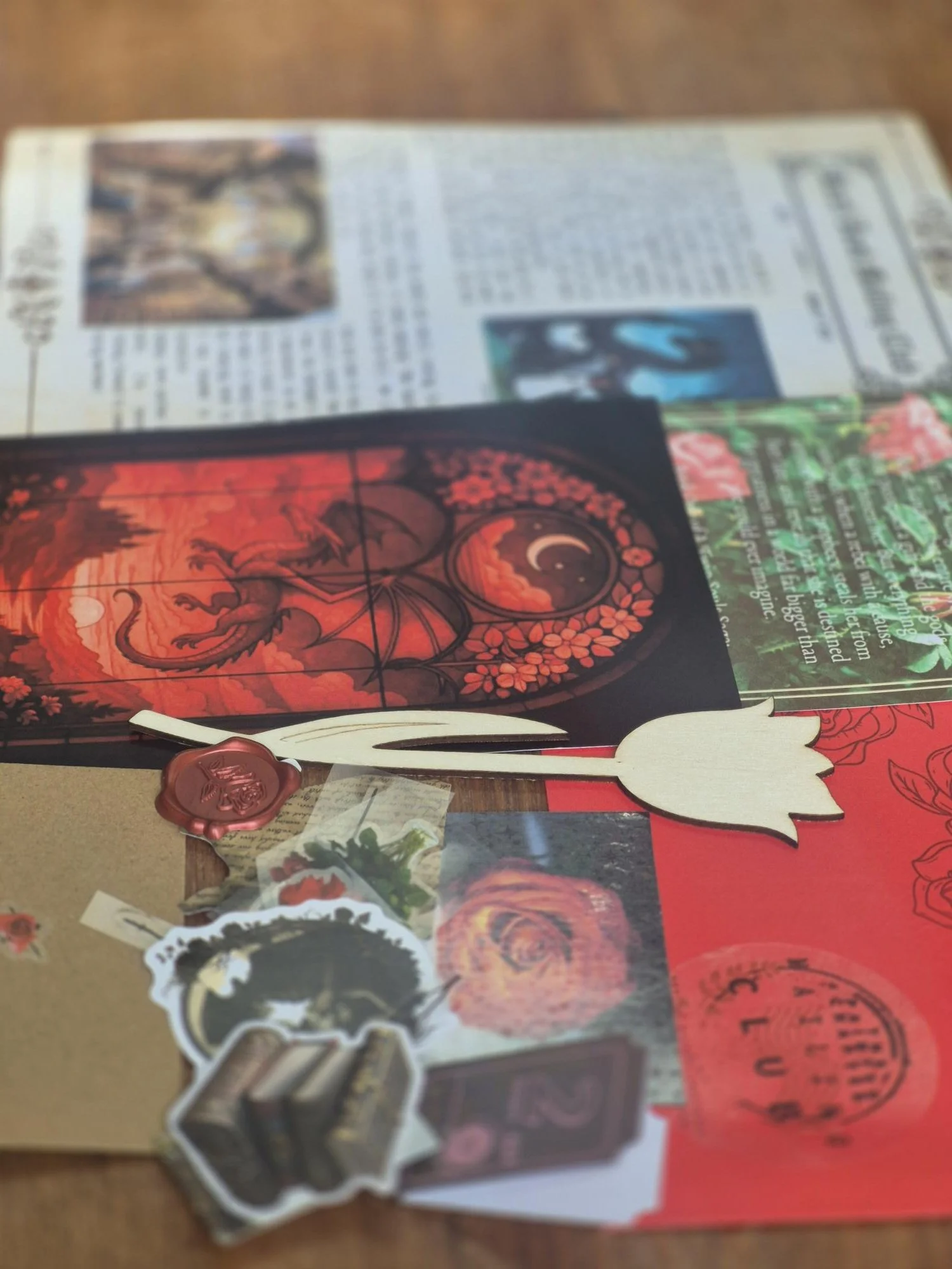 Book MAIL CLUB Gift Set – March Fantasy Romance Club | A5 Print, Stickers, Scrapbooking Supplies, purple rose theme romance gift