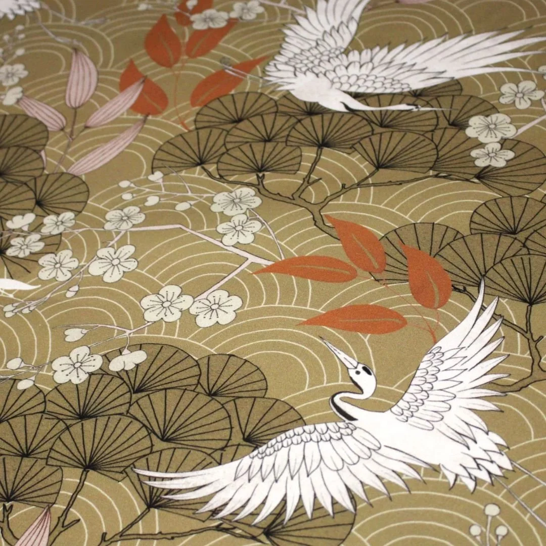 Tissu japonais grue Yuji