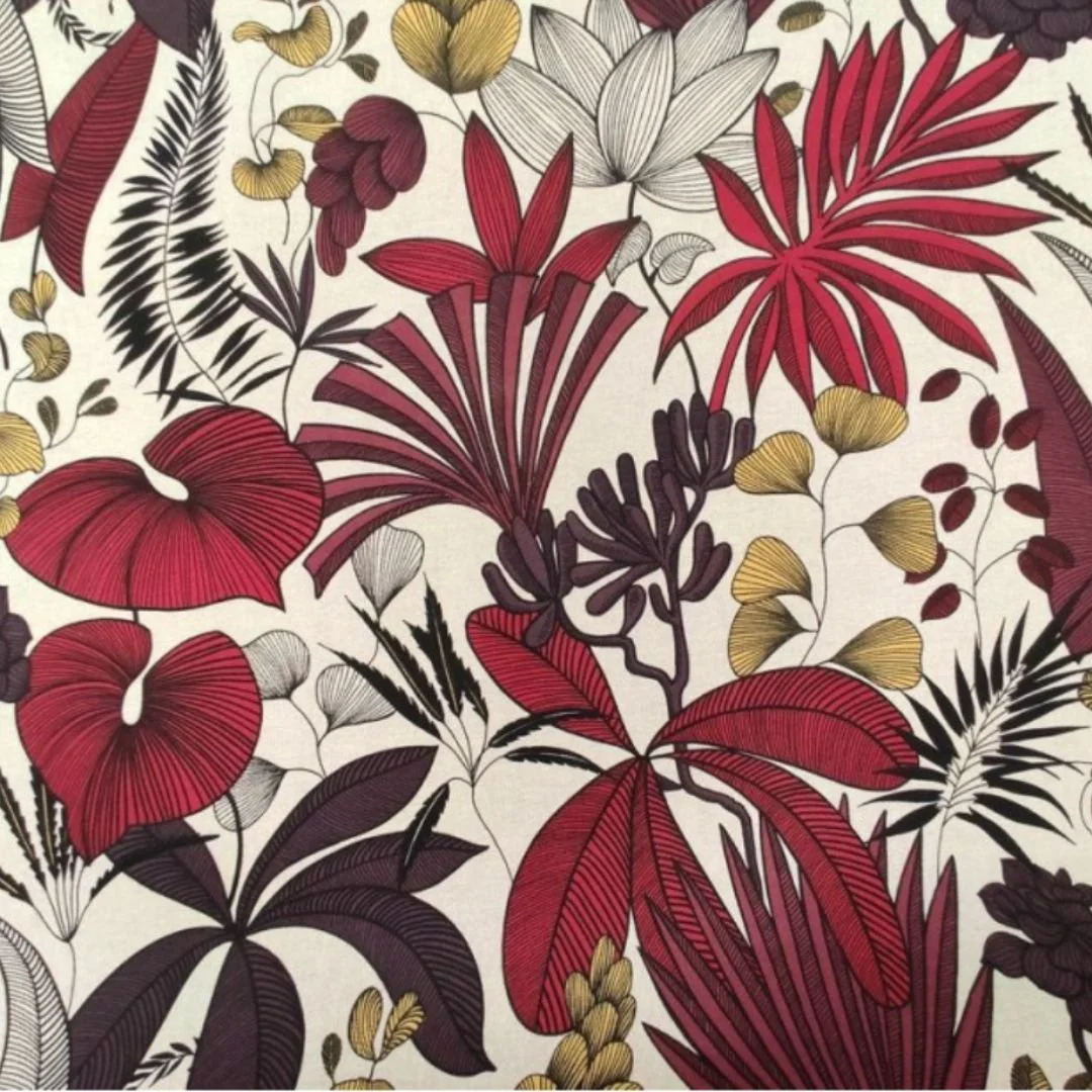 Tissu fleurs rouges Méloi