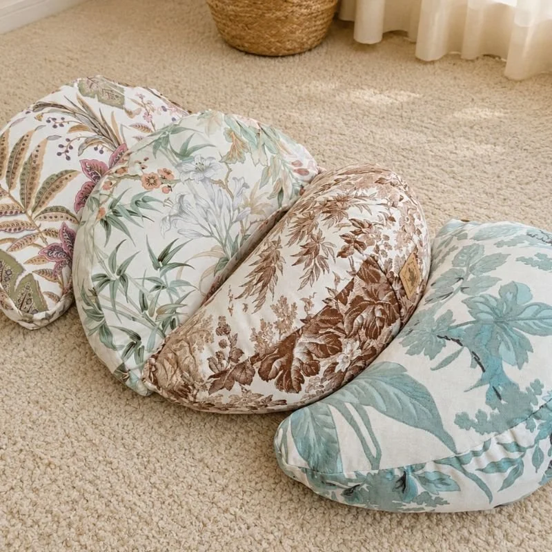 Fuzen - zafu demi-lune en tissu surcyclé fabriqué en France