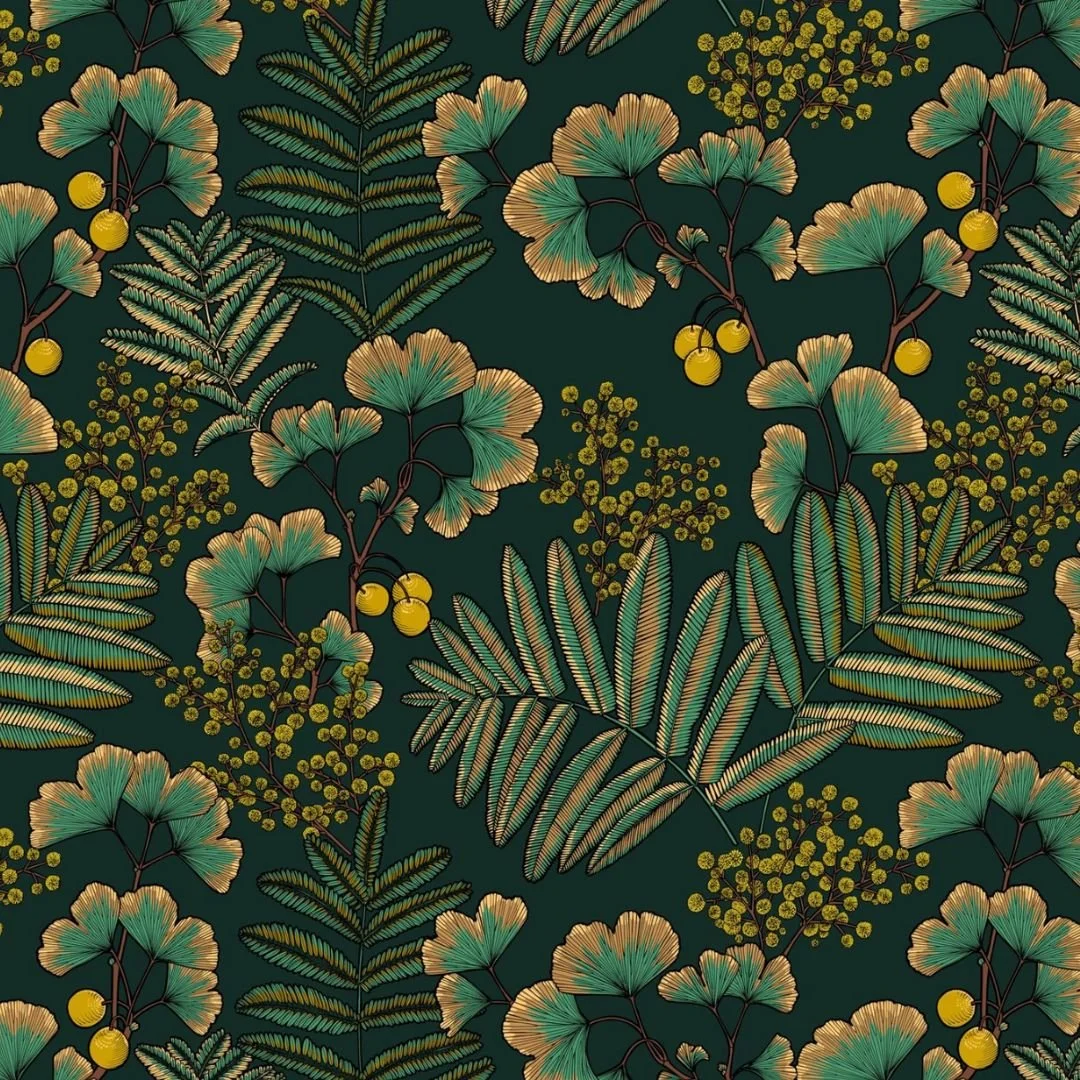 Tissu japonais vert Yoko