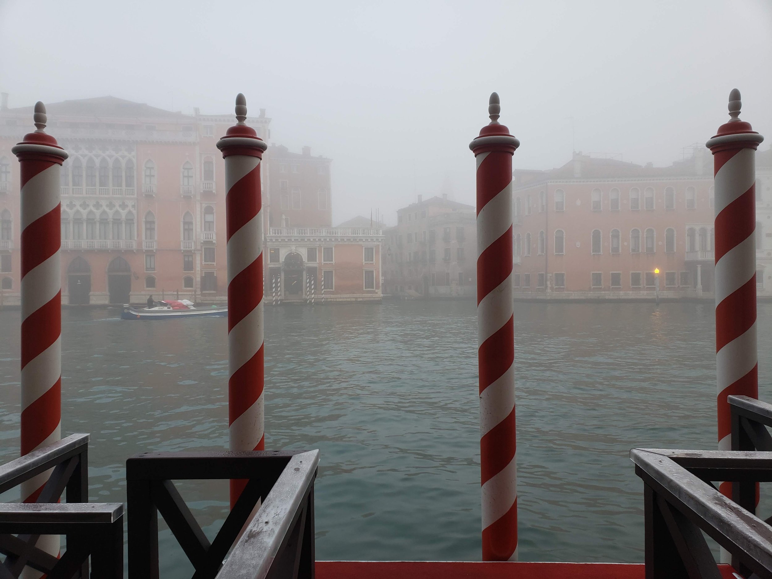 My first "business trip" was to Venice. It doesn't matter what the weather is, the canals are always impressive. This was the view from our hotel front door.
