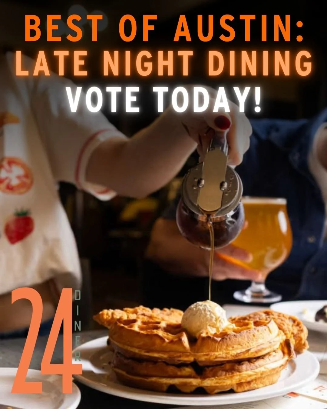 We&rsquo;ve been nominated for Best Late Night Dining by @austinchronicle Best of Austin 2026! 

If you&rsquo;ve ever ended up at 24 after the bars, you already know. Link in bio to vote!

#24Diner #BestofAustin #BestofATX #AustinChronicle #atxbrunch