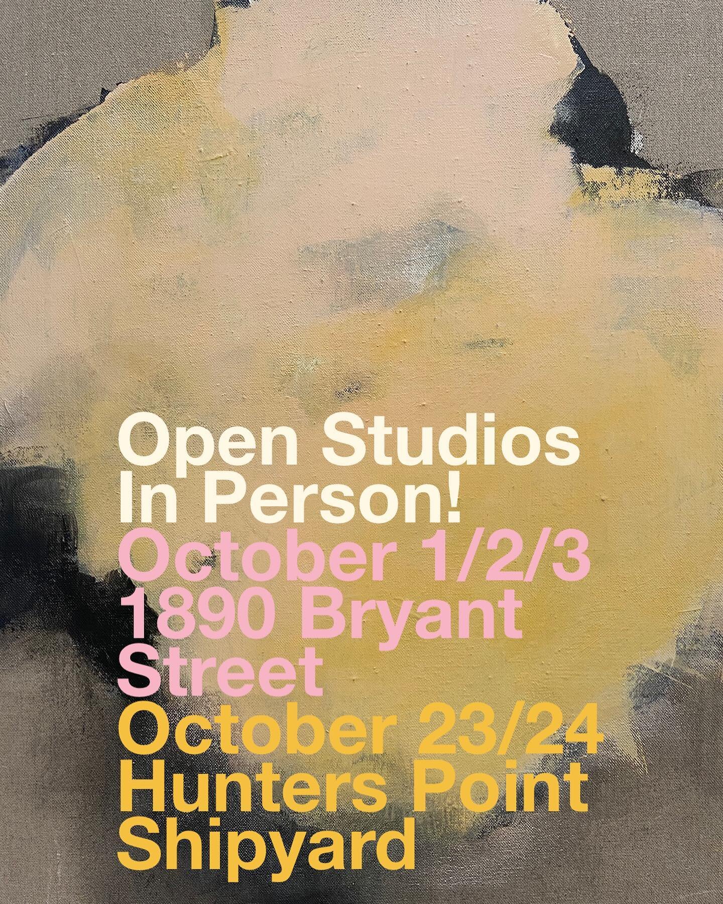 Looking forward to seeing you all in person! 

This weekend I will be showing at #1890bryantstreetstudios. Friday night preview from 6-9pm, Saturday and Sunday noon - 6pm.
 
October 23 &amp; 24 I will be opening my door at Hunters Point Shipyard. 
Sa