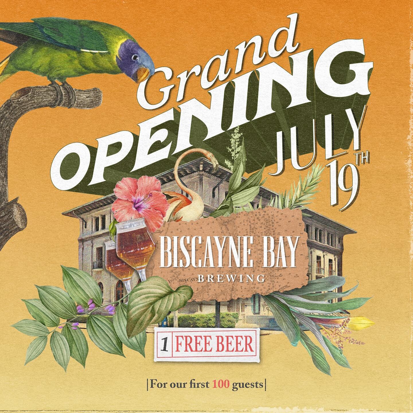 💥 MIAMI 💥
Set your reminders, mark your calendars &amp; get your tickets - because Biscayne Bay Brewing is finally opening on July 19th! 🎉
.
.
.
First 100 guests will receive ONE free beer!
Head over to our bio &amp; find a Resy link to reserve yo