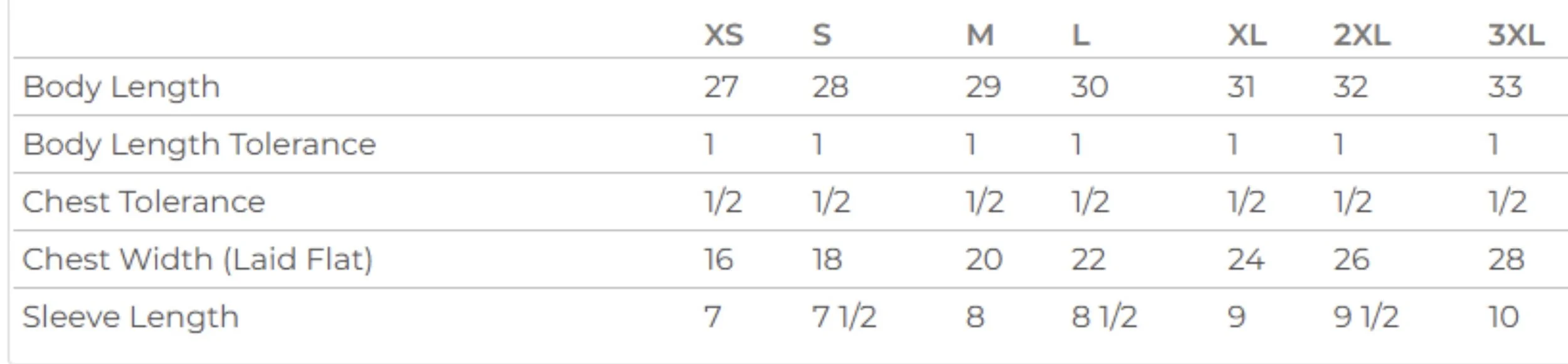 Adult sizing fall 2026