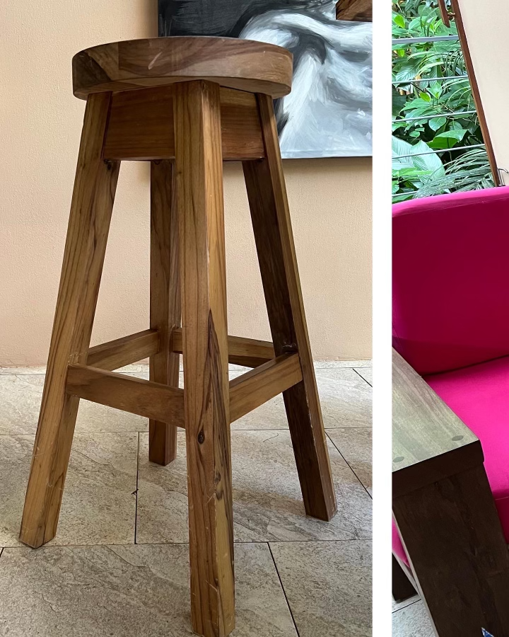  Brown 4 legged stool 