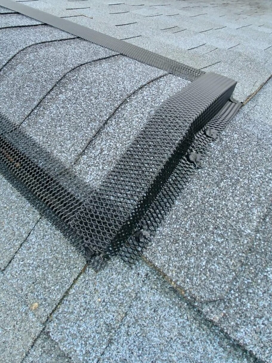 Ridge vent guard installation.