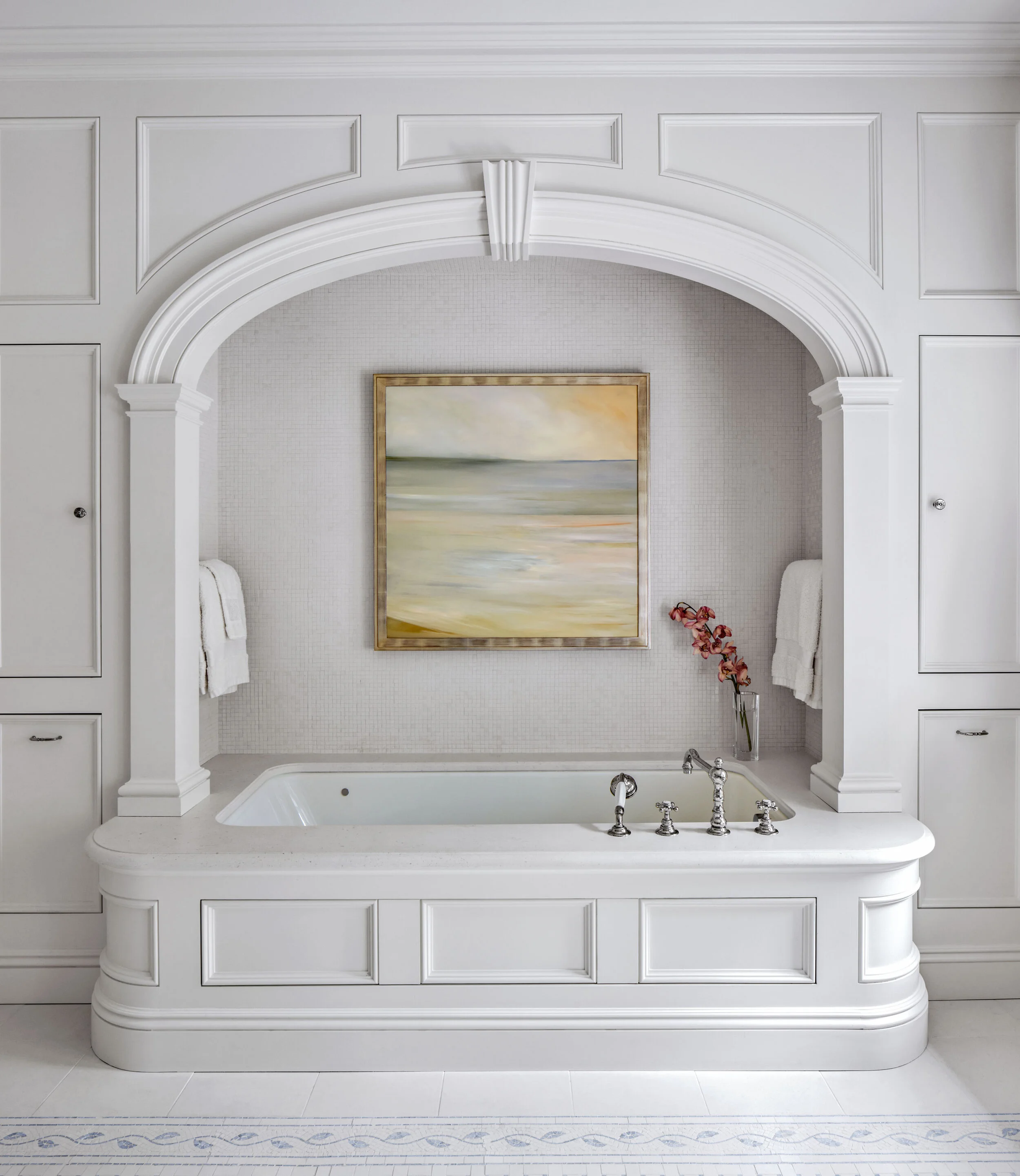Colonial home in Greenwich CT, wainscoting millwork detail