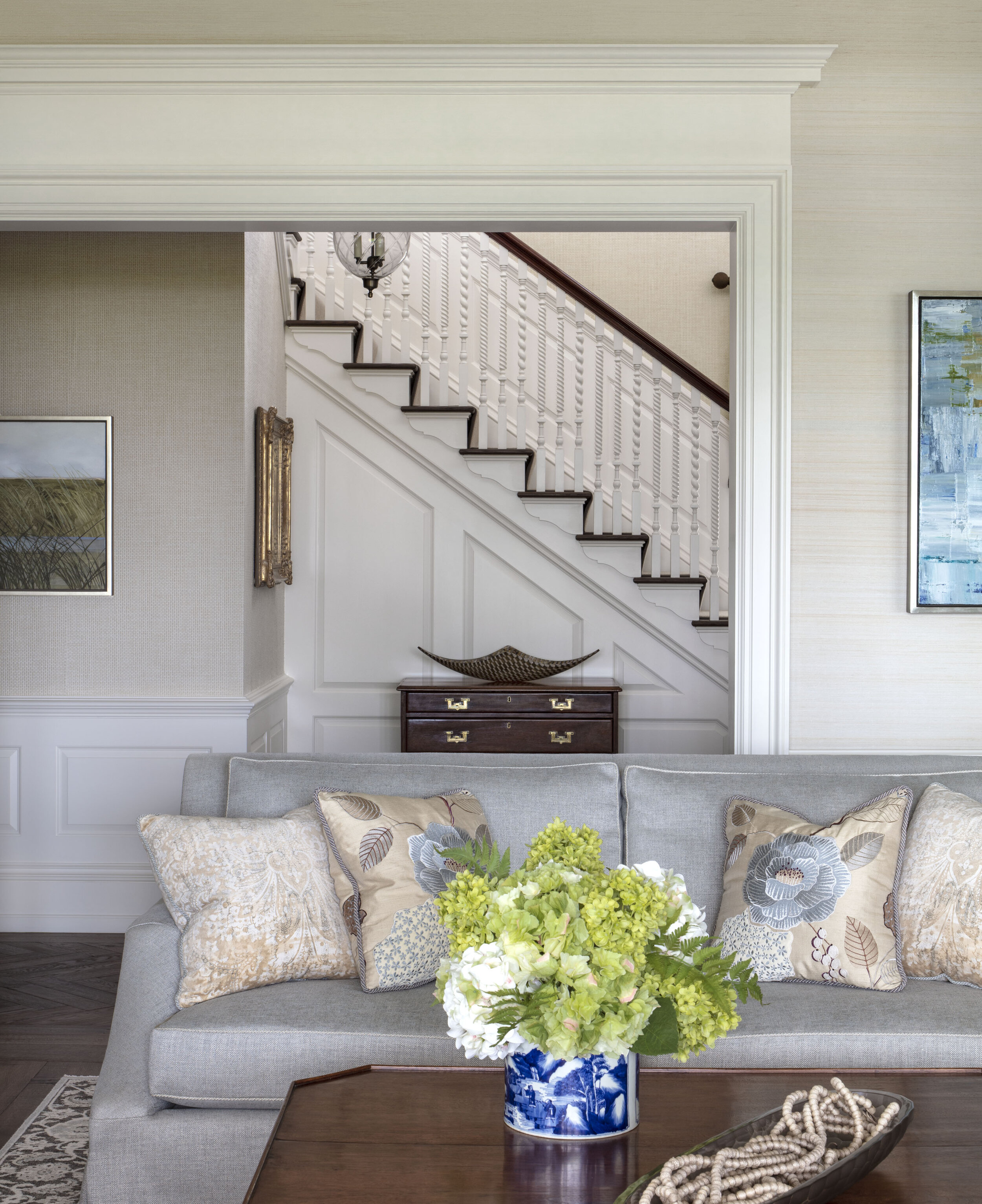 Georgian home in Greenwich CT, window surround millwork
