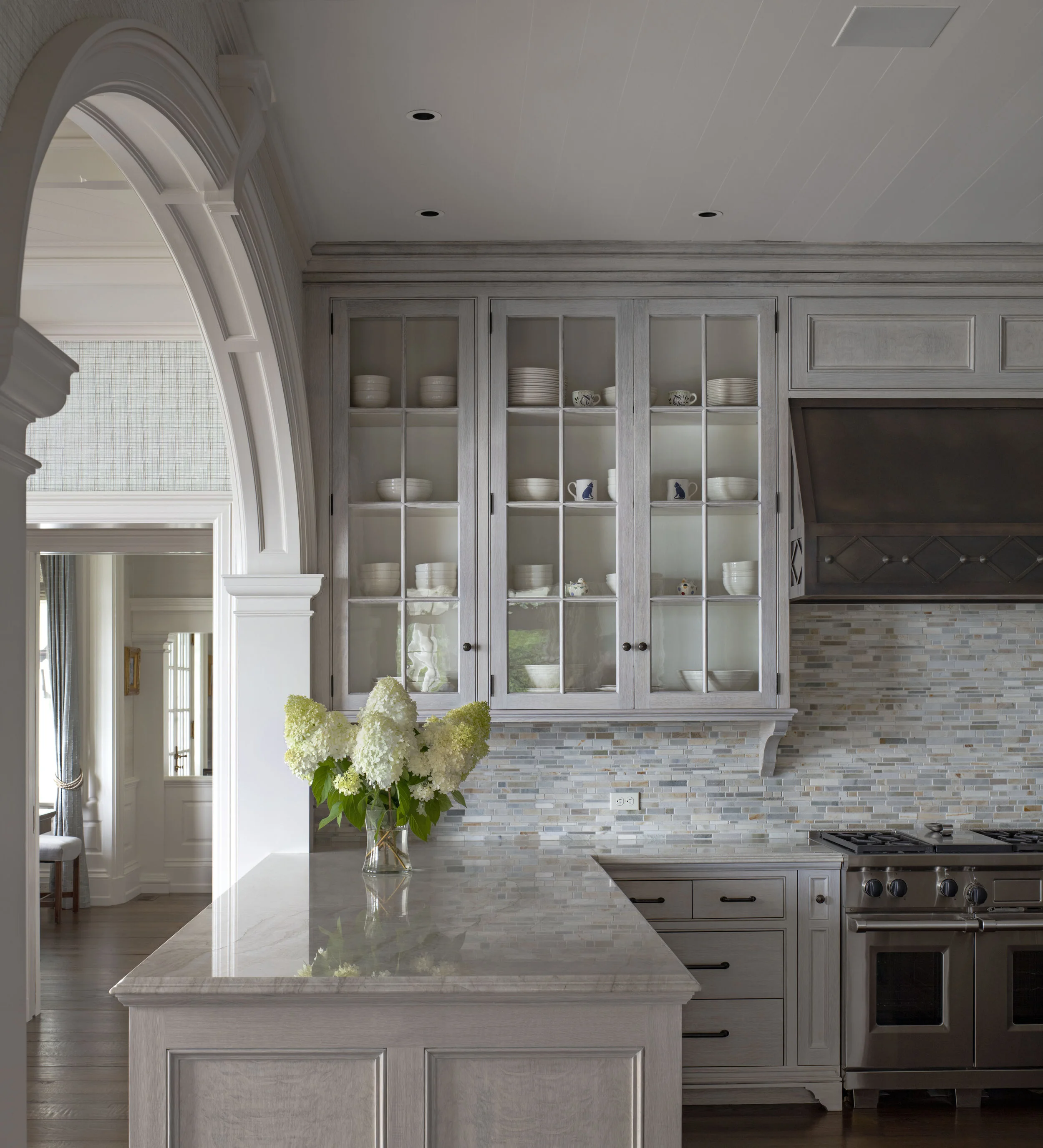 Shingle style home in Greenwich CT, built-in bookcase millwork
