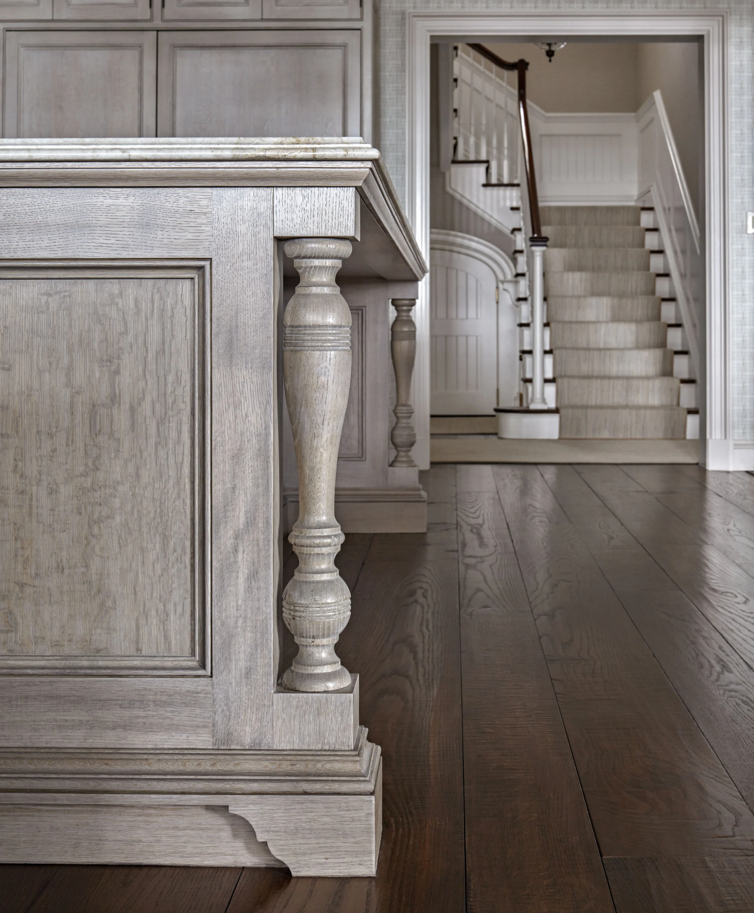 Shingle style home in Greenwich CT, built-in bookcase detail