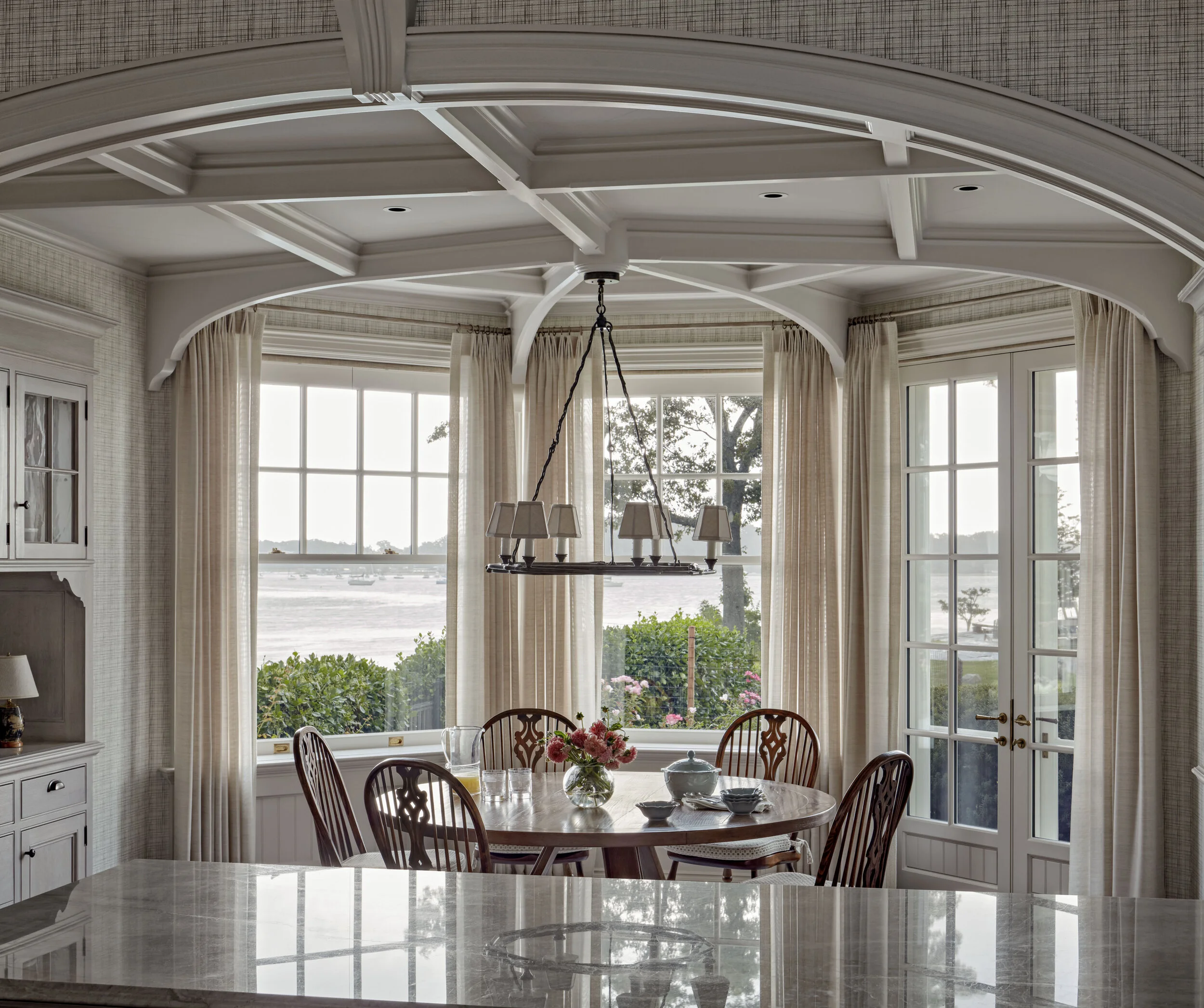 Colonial home in Greenwich CT, kitchen with custom cabinetry