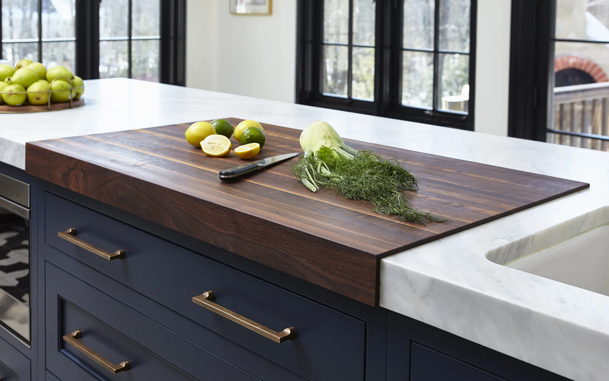 Colonial home in Greenwich CT, kitchen farmhouse sink detail