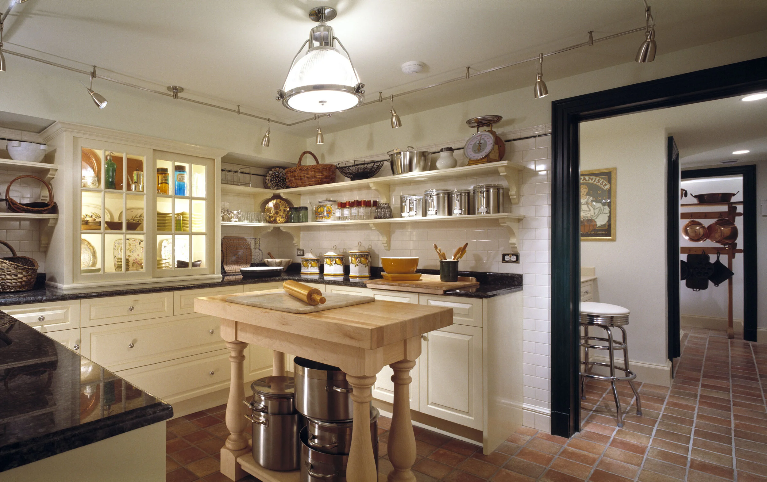 Shingle style home in Greenwich CT, kitchen painted cabinetry