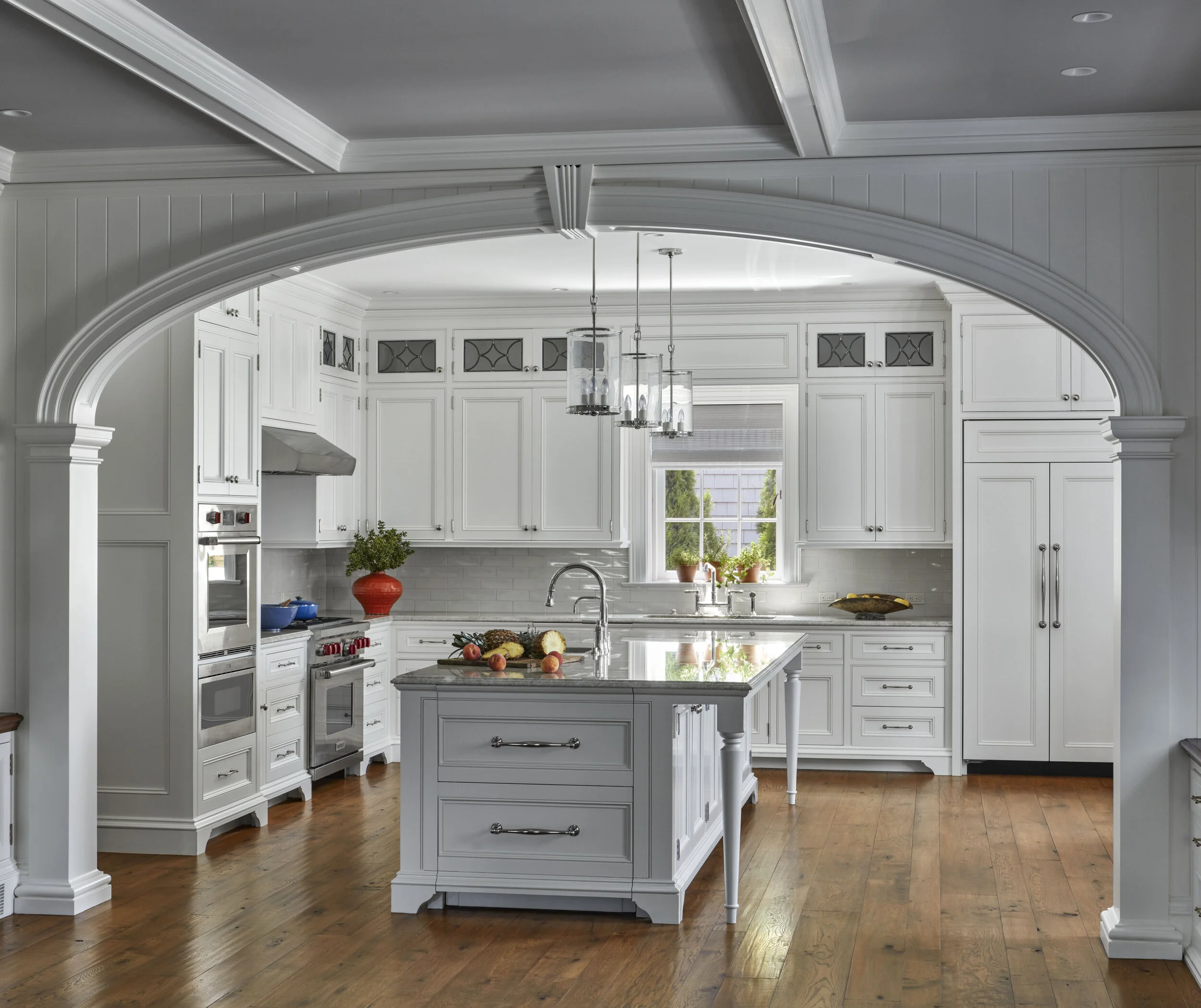 Colonial home in Greenwich CT, kitchen with blue island