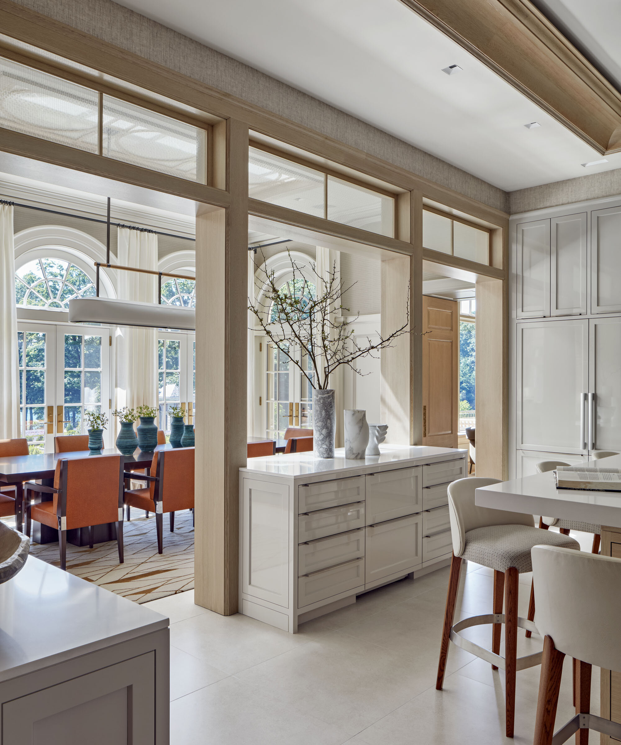 Shingle style home in Greenwich CT, kitchen with shiplap detail