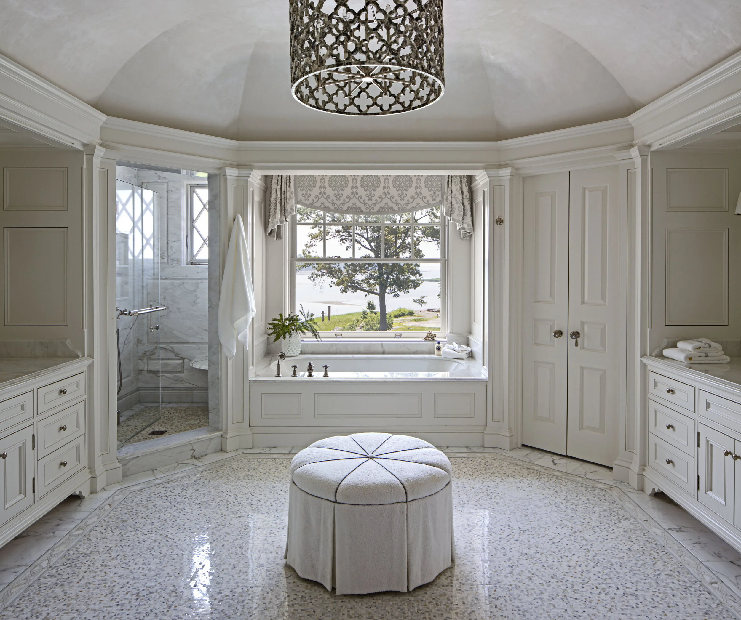 Georgian home in Greenwich CT, bathroom with freestanding tub