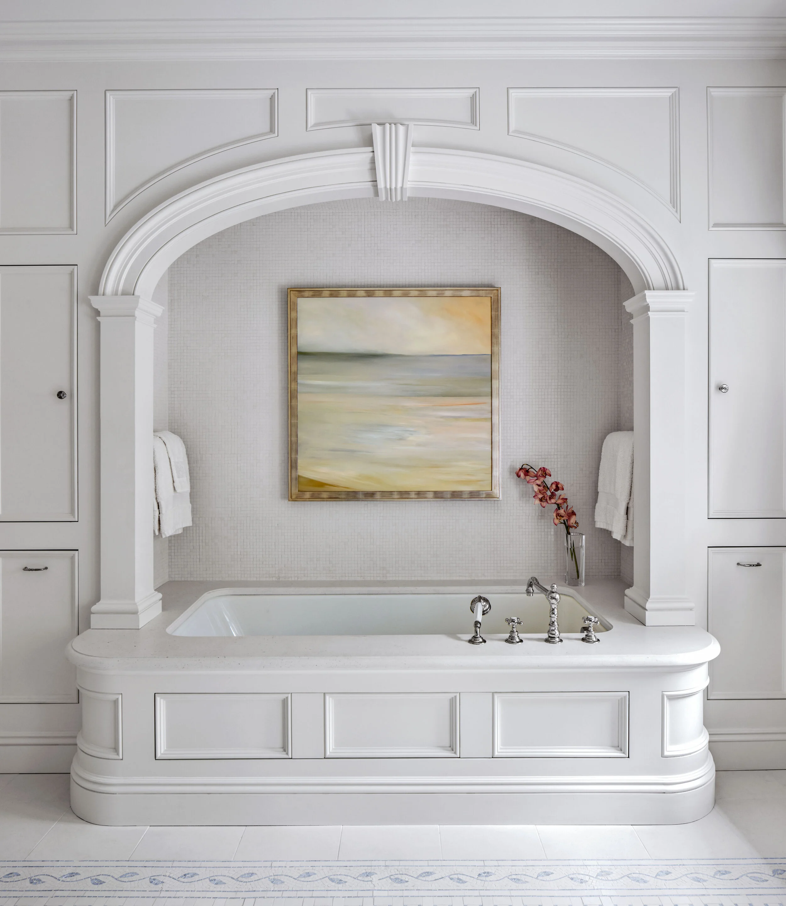 Colonial home in Greenwich CT, bathroom custom vanity