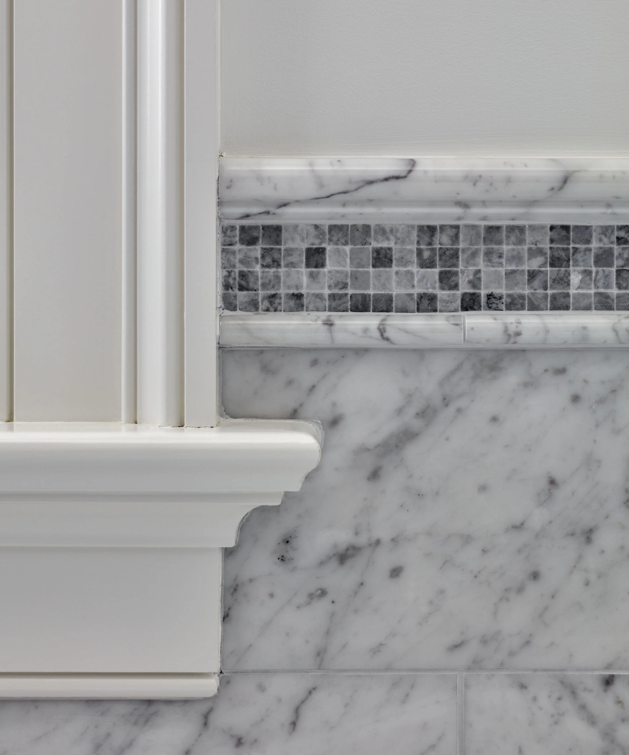 Georgian home in Greenwich CT, bathroom subway tile