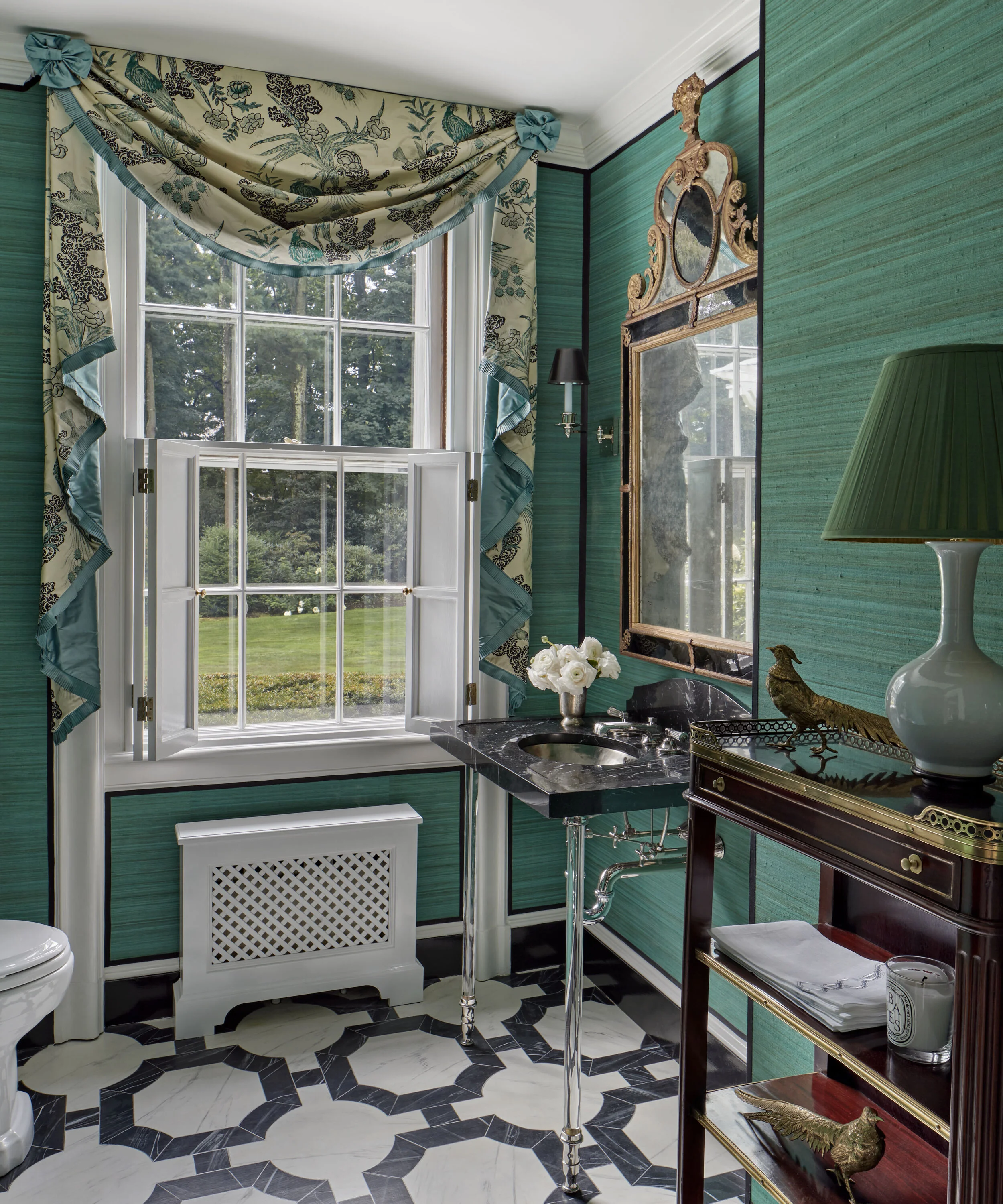 Georgian home in Greenwich CT, powder room bathroom