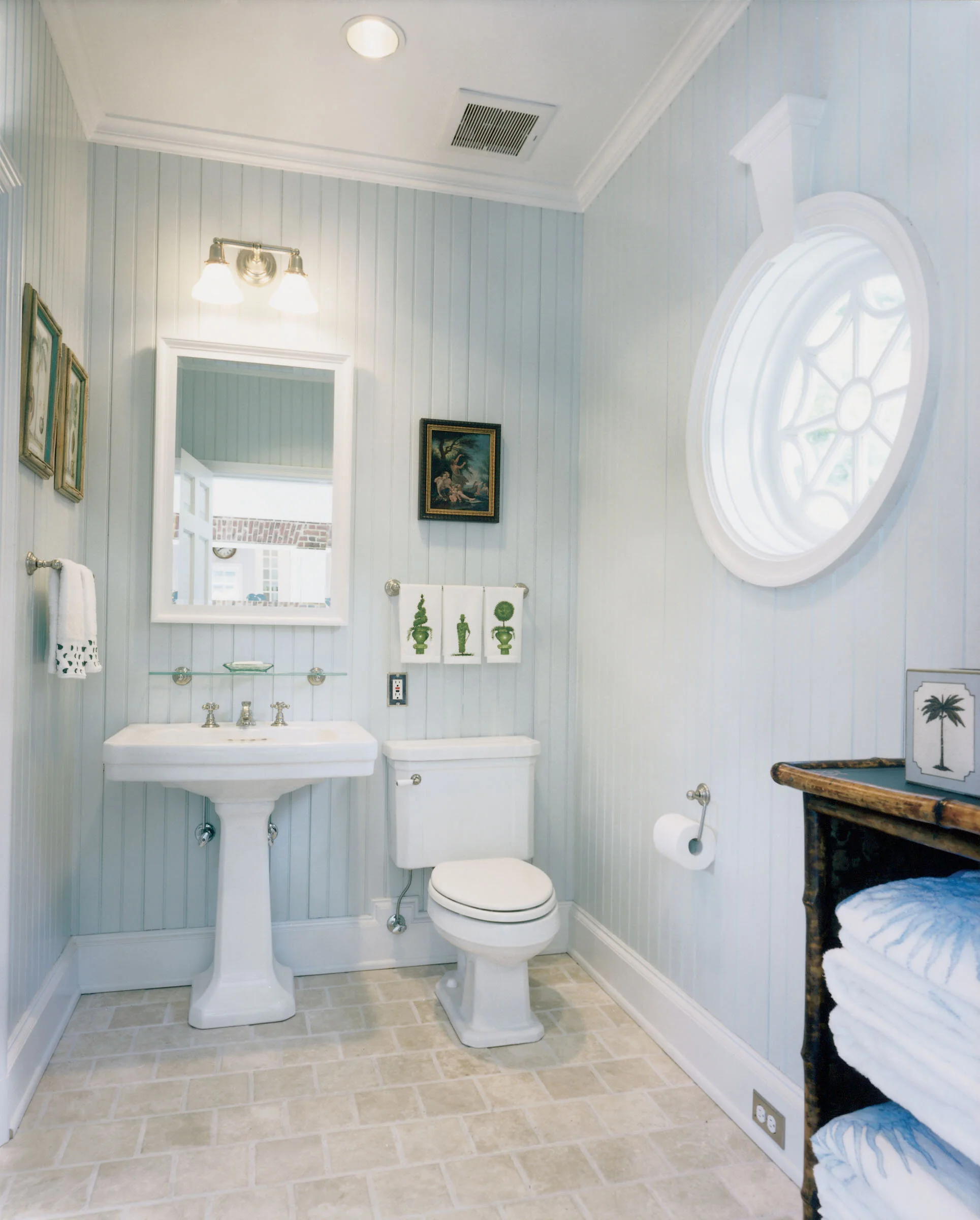 Georgian home in Greenwich CT, powder room bathroom detail