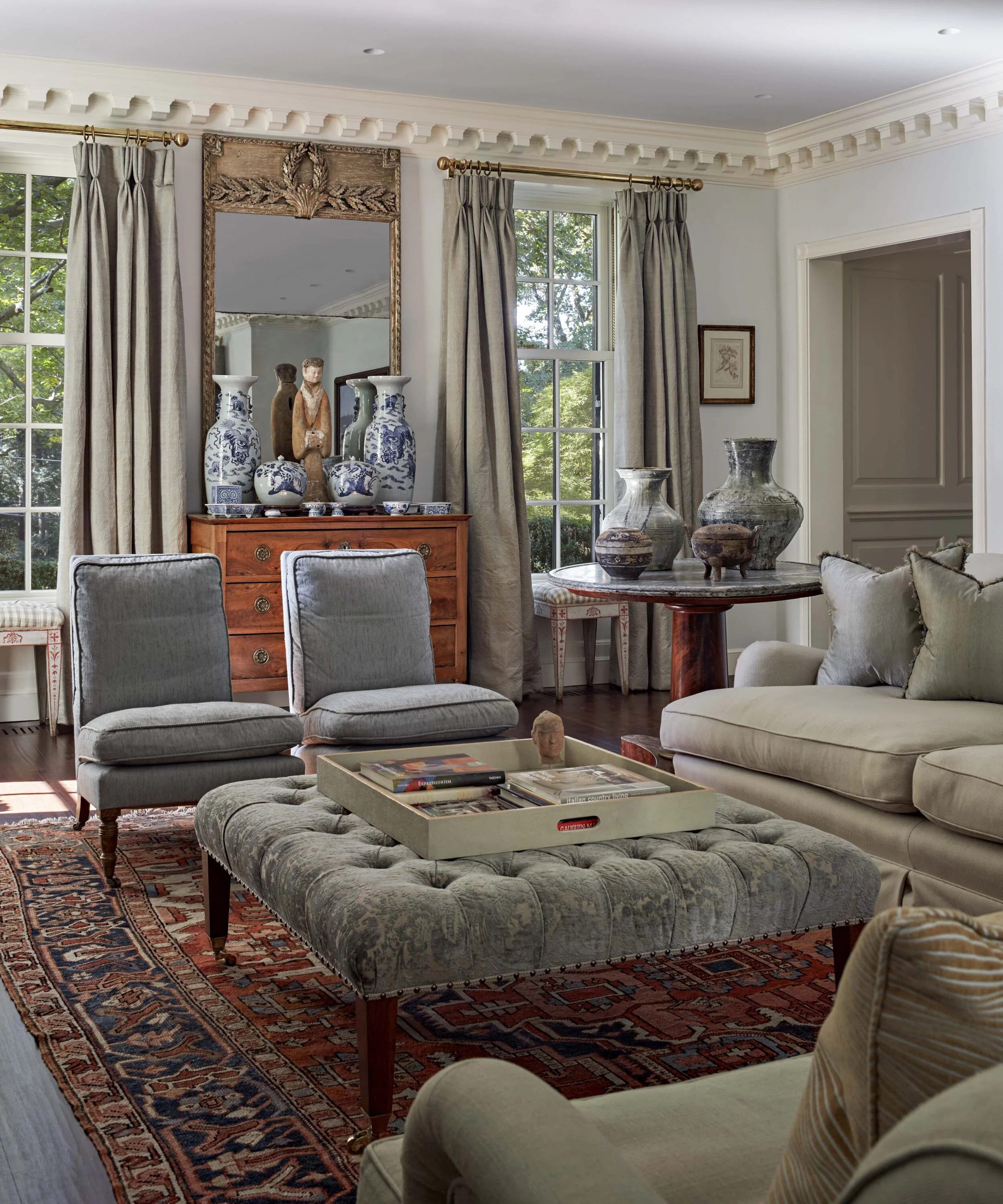 Georgian colonial home in Greenwich CT, formal living room