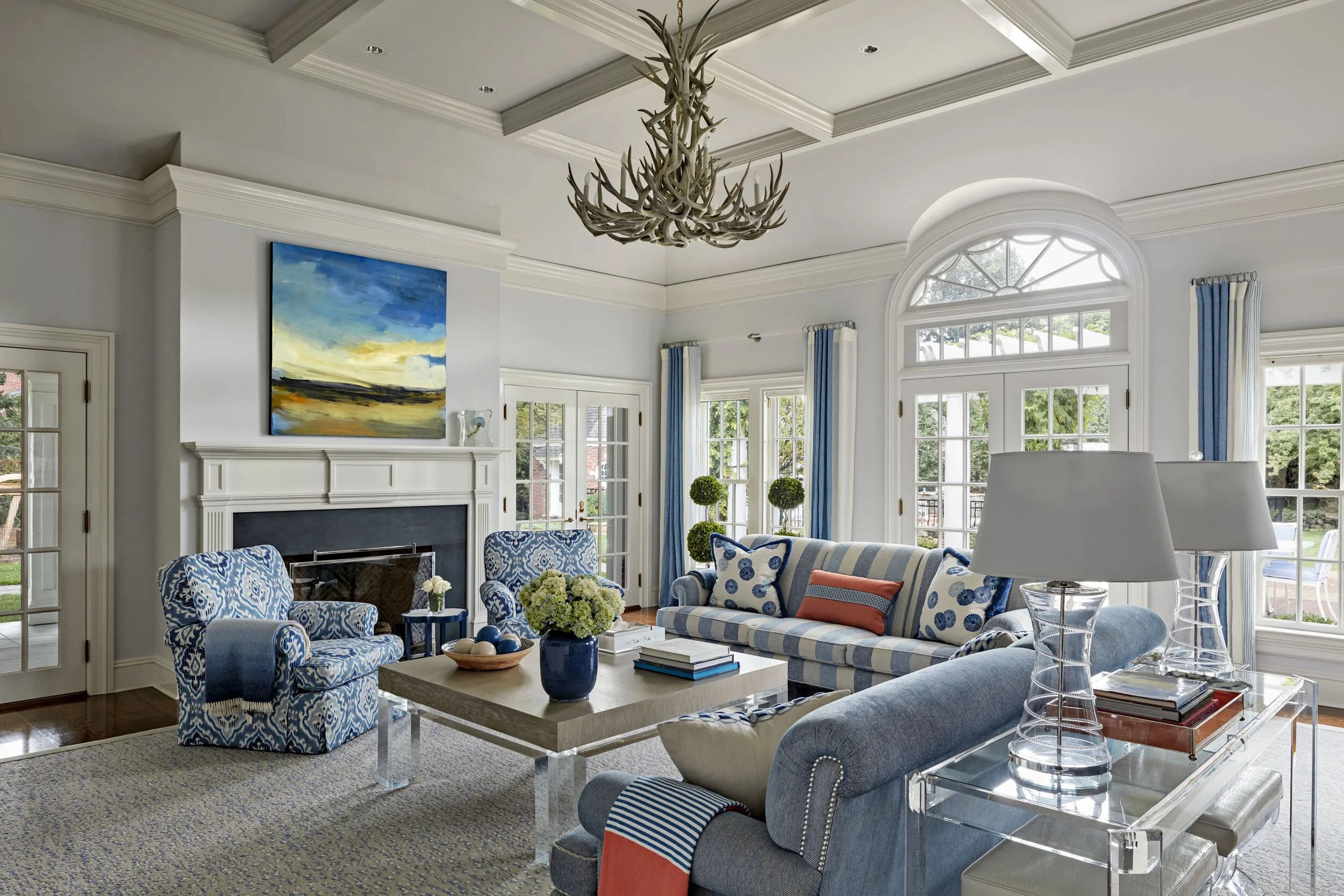 Colonial home in Greenwich CT, living room library