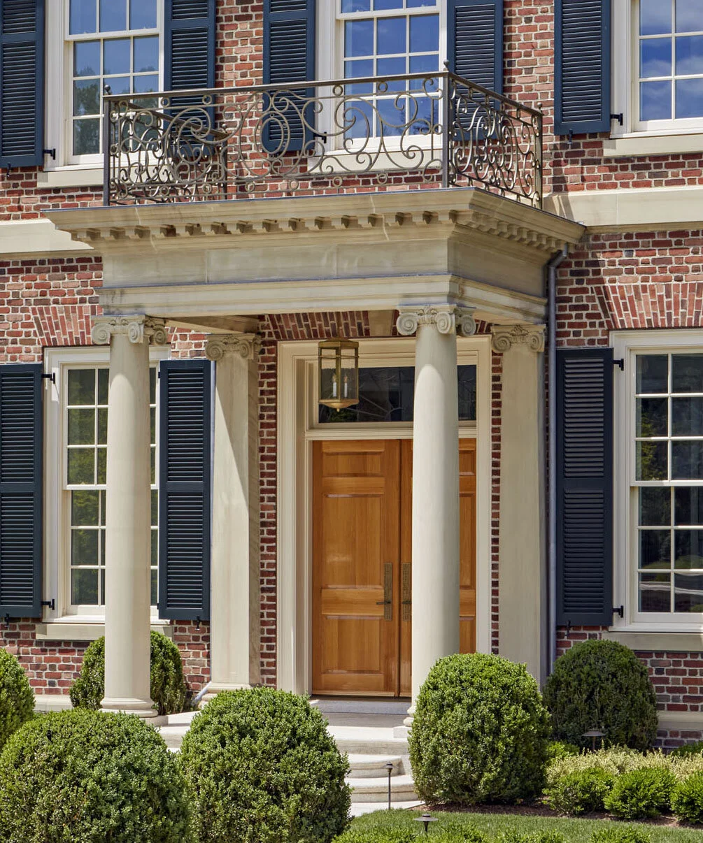 Colonial home in Greenwich CT, entry door with sidelights