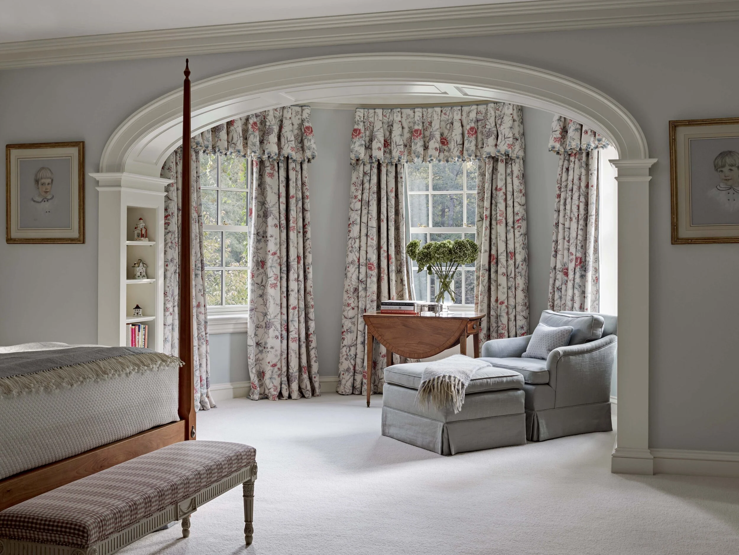 Colonial home in Greenwich CT, bedroom custom millwork