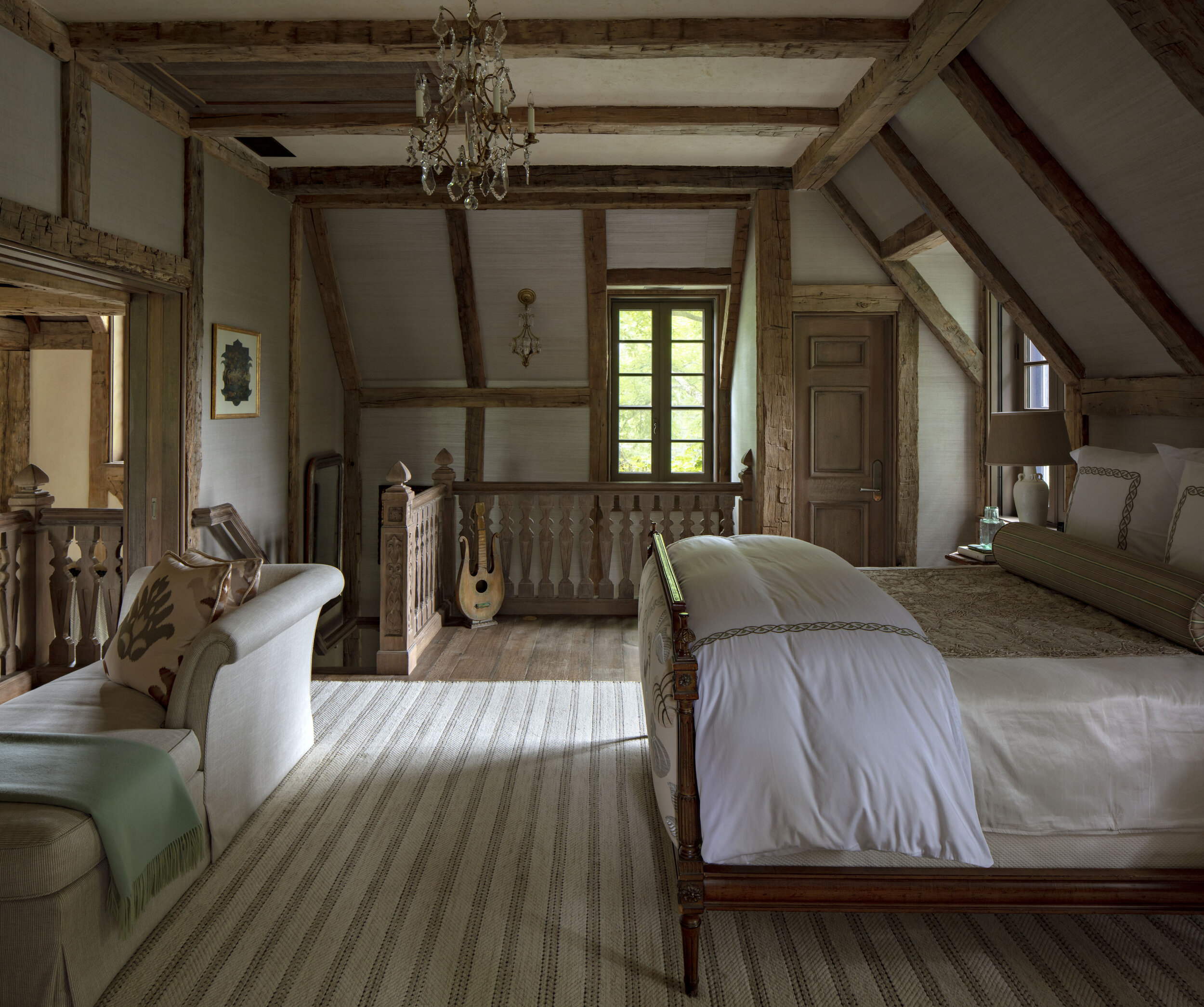 Georgian home in Greenwich CT, bedroom bay window