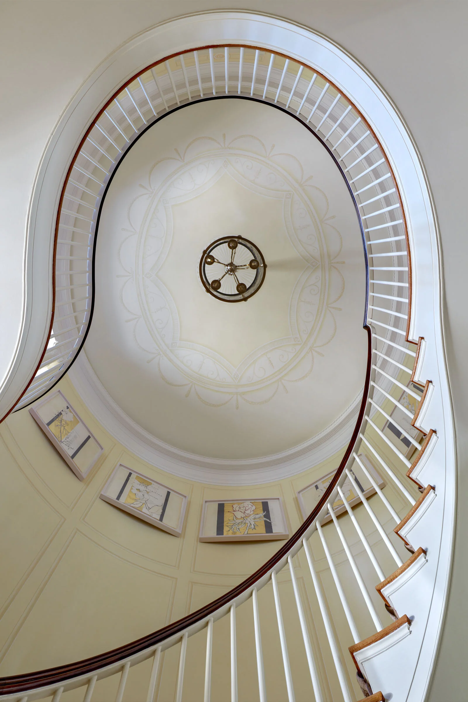 Georgian home in Greenwich CT, circular staircase detail