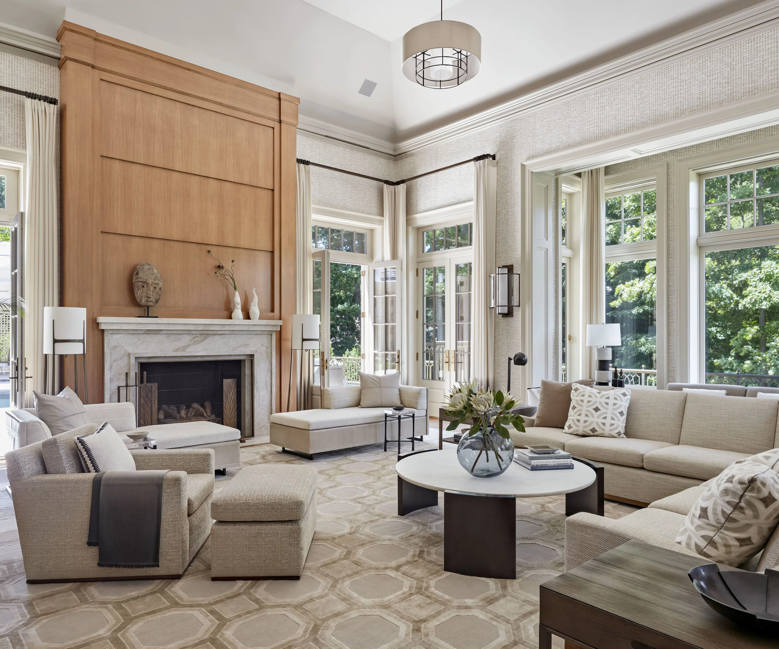 Georgian home in Greenwich CT, fireplace marble surround