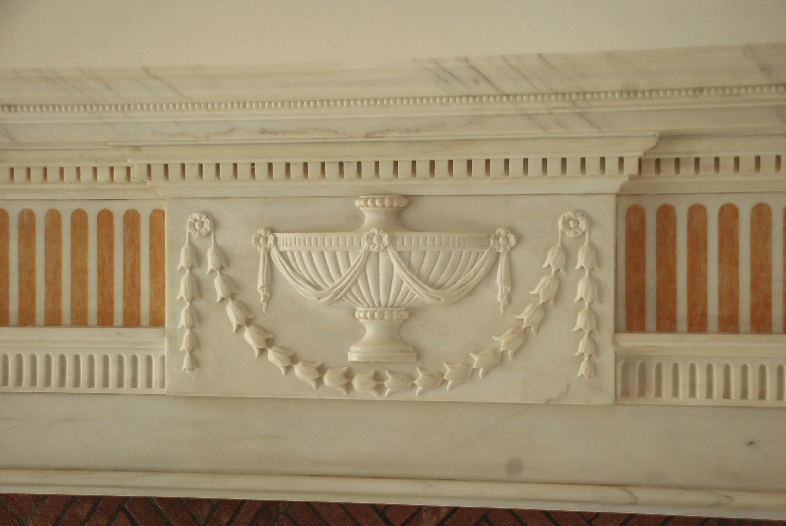 Shingle style home in Greenwich CT, painted fireplace