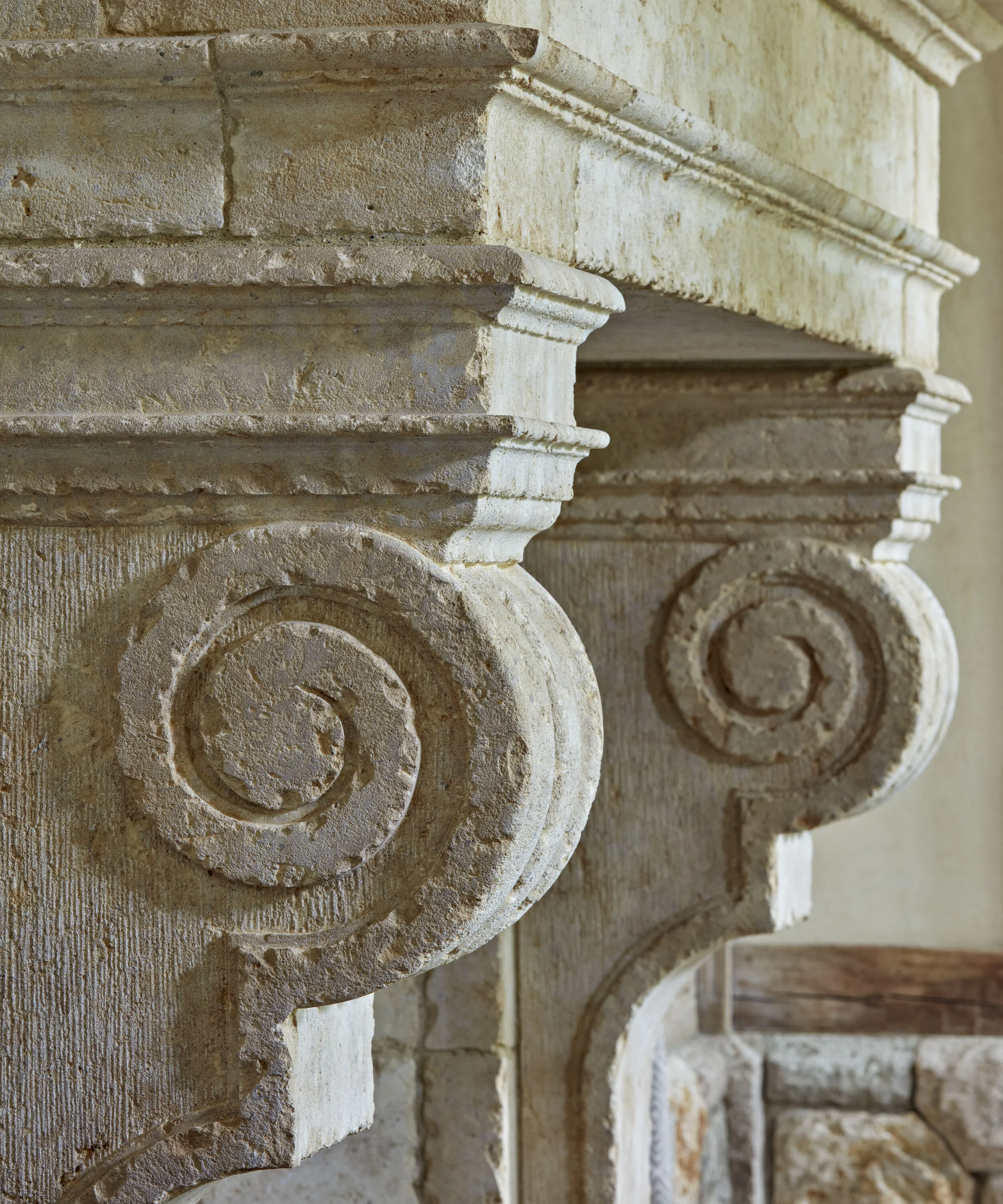 Georgian home in Greenwich CT, bedroom fireplace detail