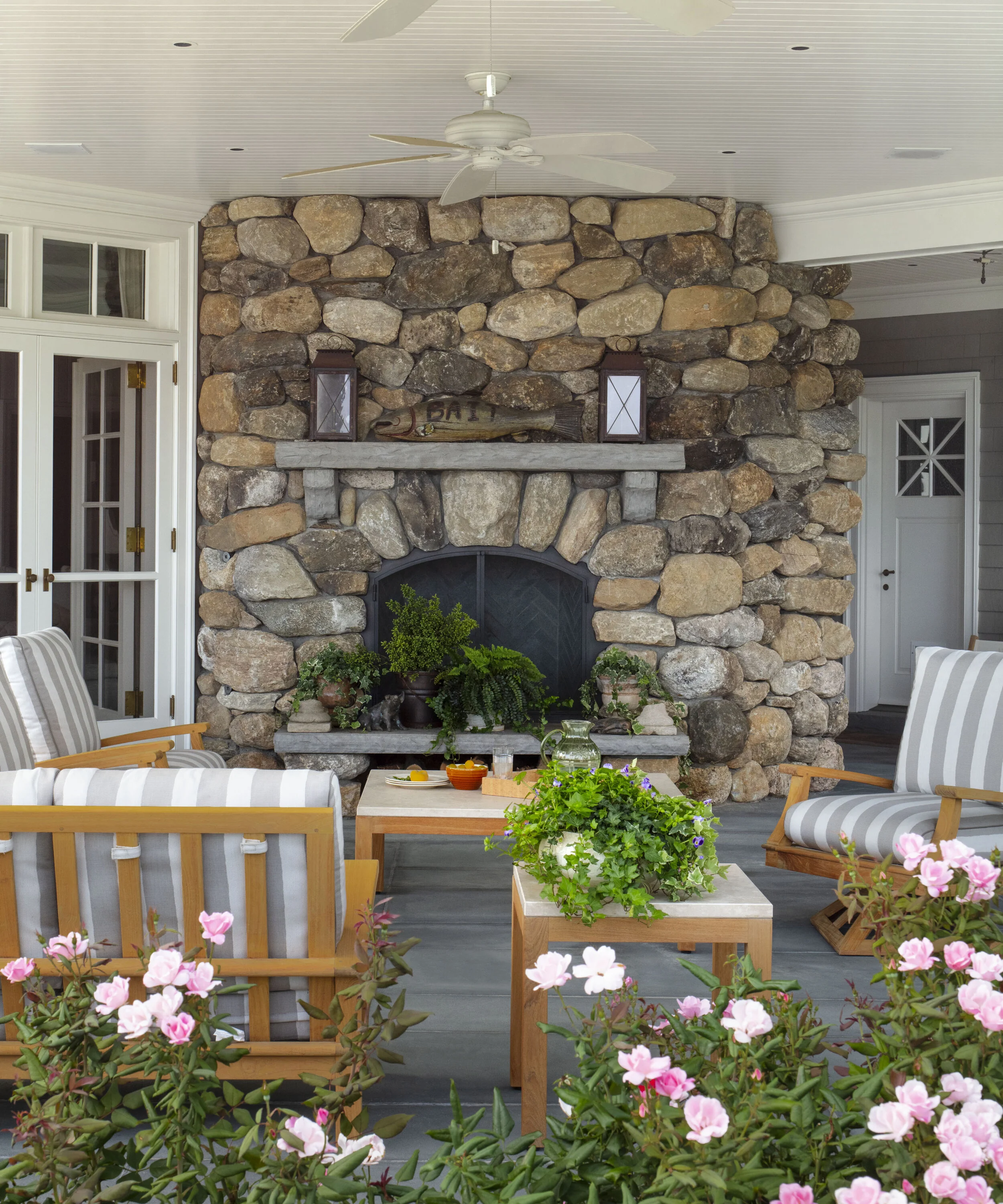 Tudor home in Greenwich CT, inglenook fireplace