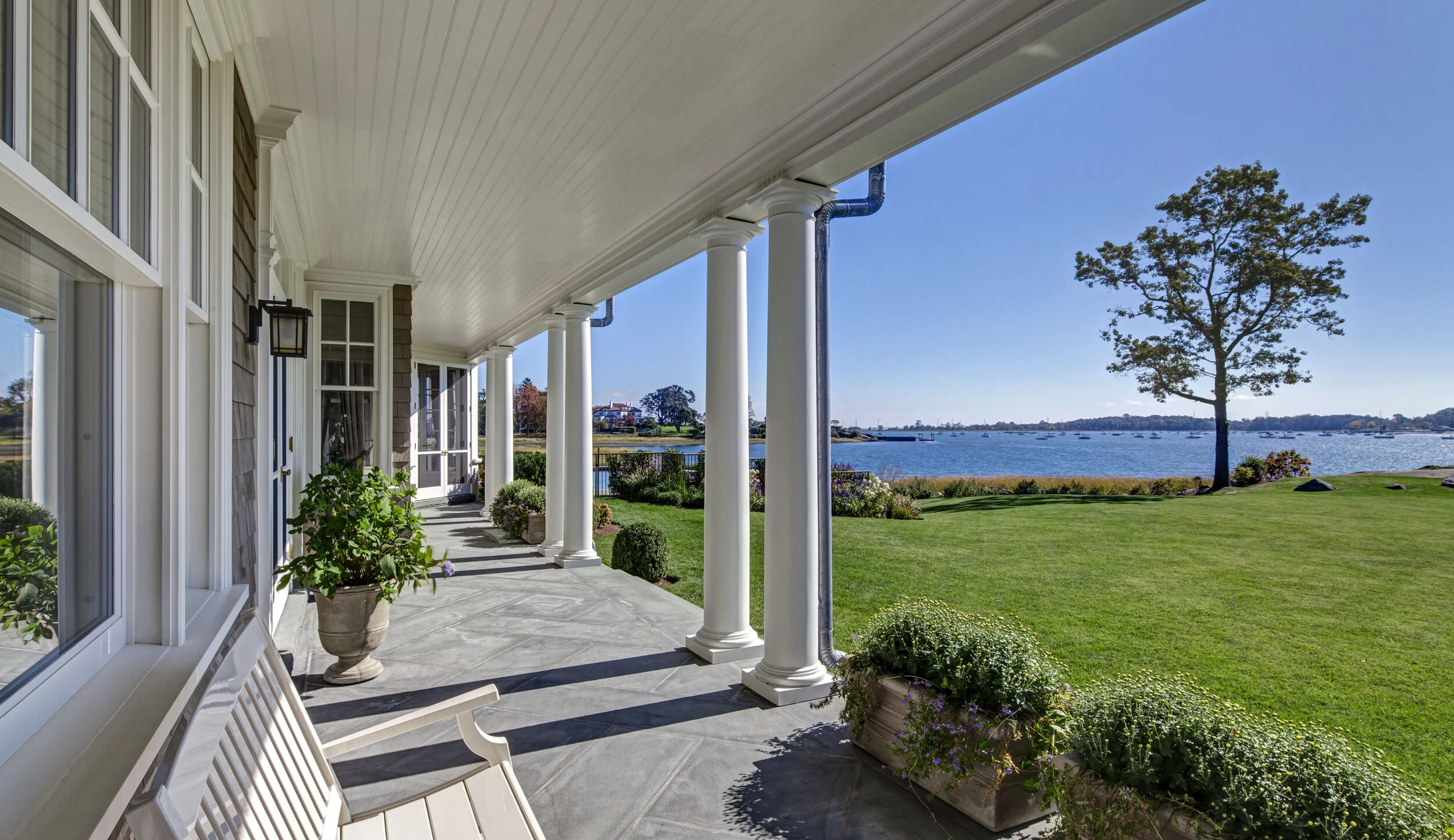 Colonial home in Greenwich CT, outdoor stone steps
