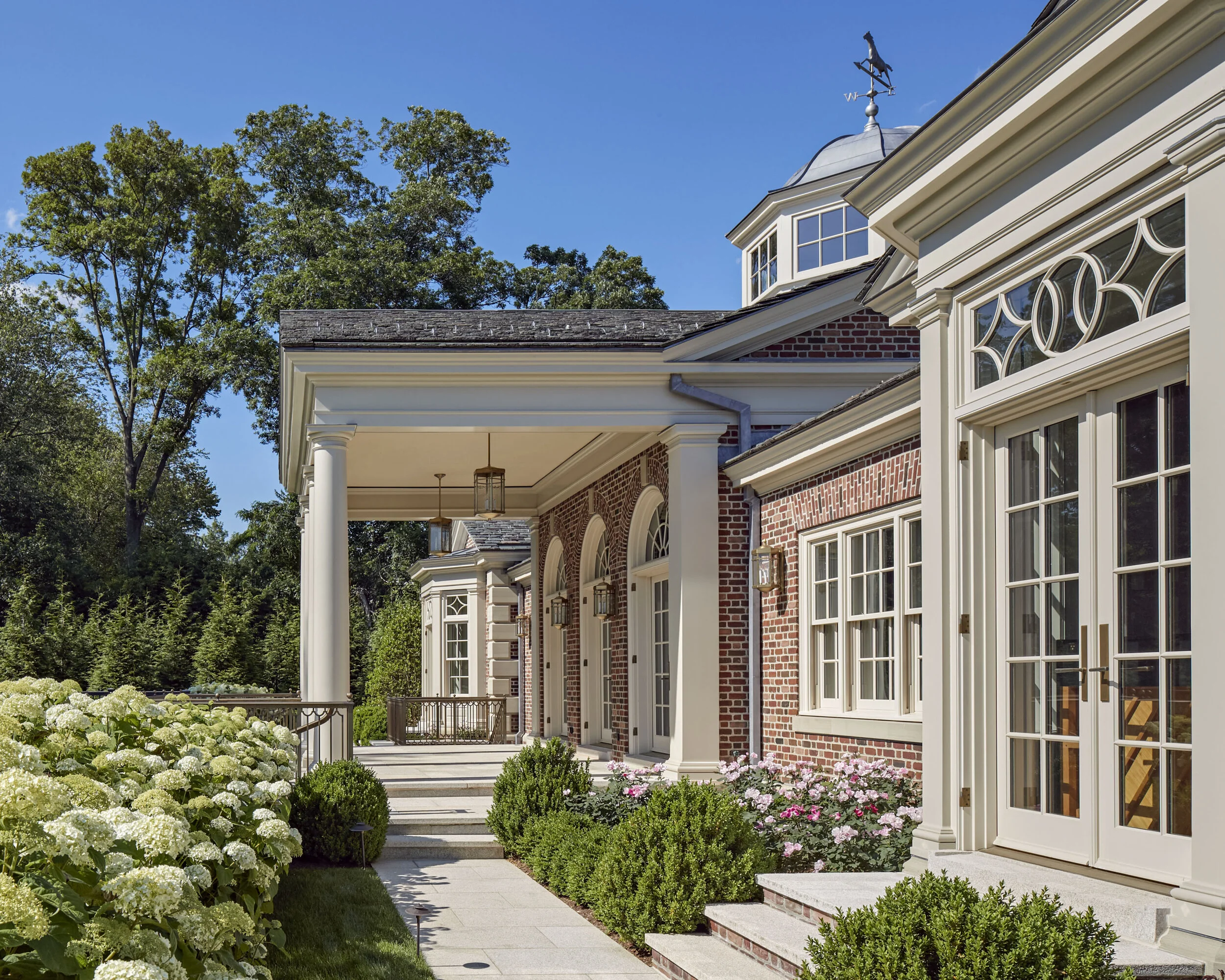 Georgian home in Greenwich CT, outdoor arbor